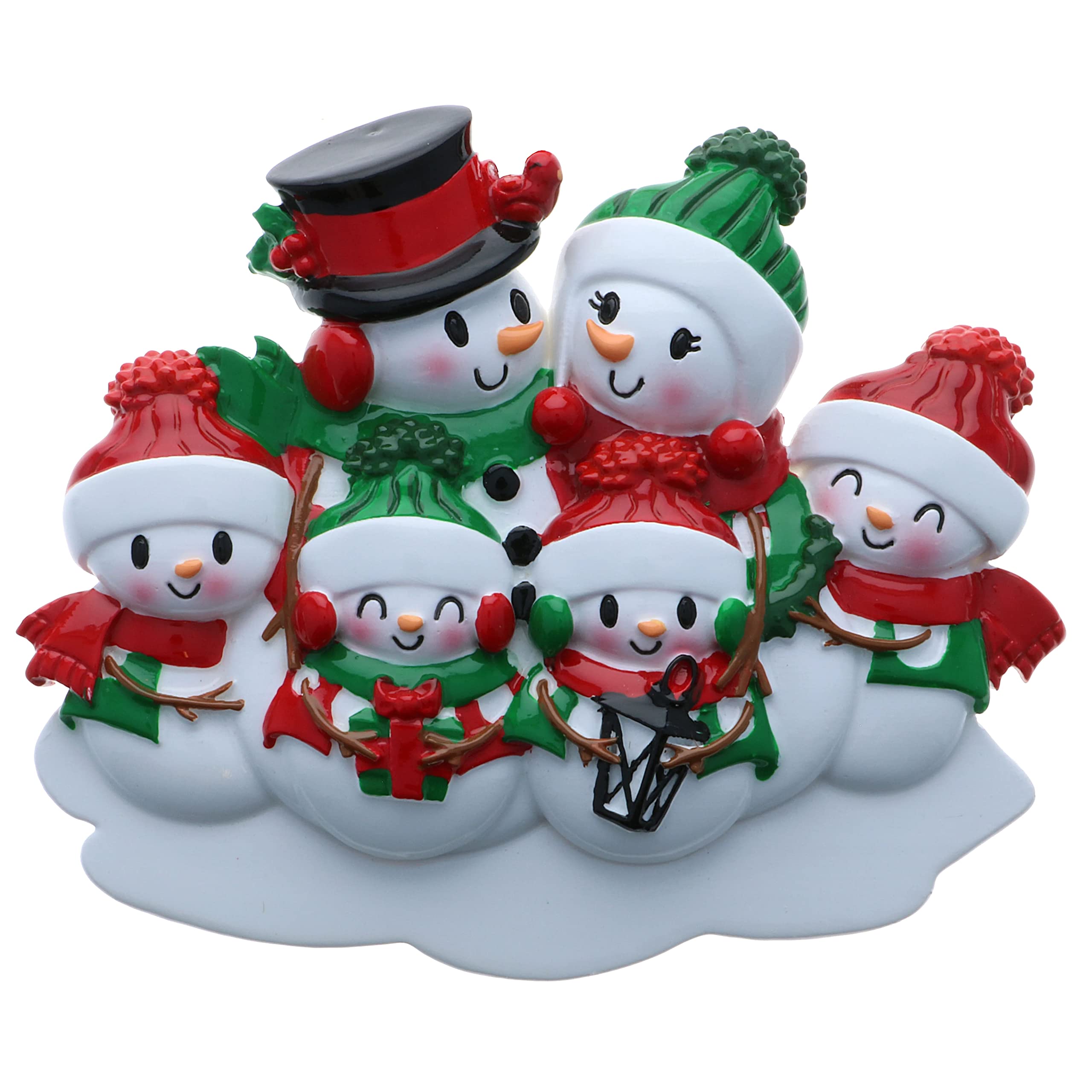 Personalized Family Ornament 2025 Snowman Family of 6 Personalized Christmas Ornament - Personalized Family Christmas Ornaments