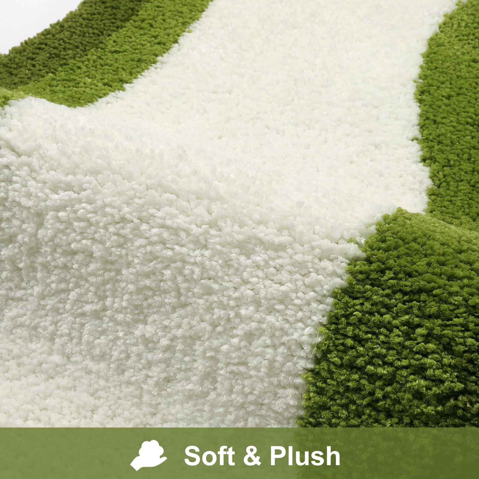 Haocoo Bathroom Rugs Runner 18X47 Inch, Non Slip Soft Green Rug Irregular Shape Bathroom Mats, Washable Absorbent Long Bathroom