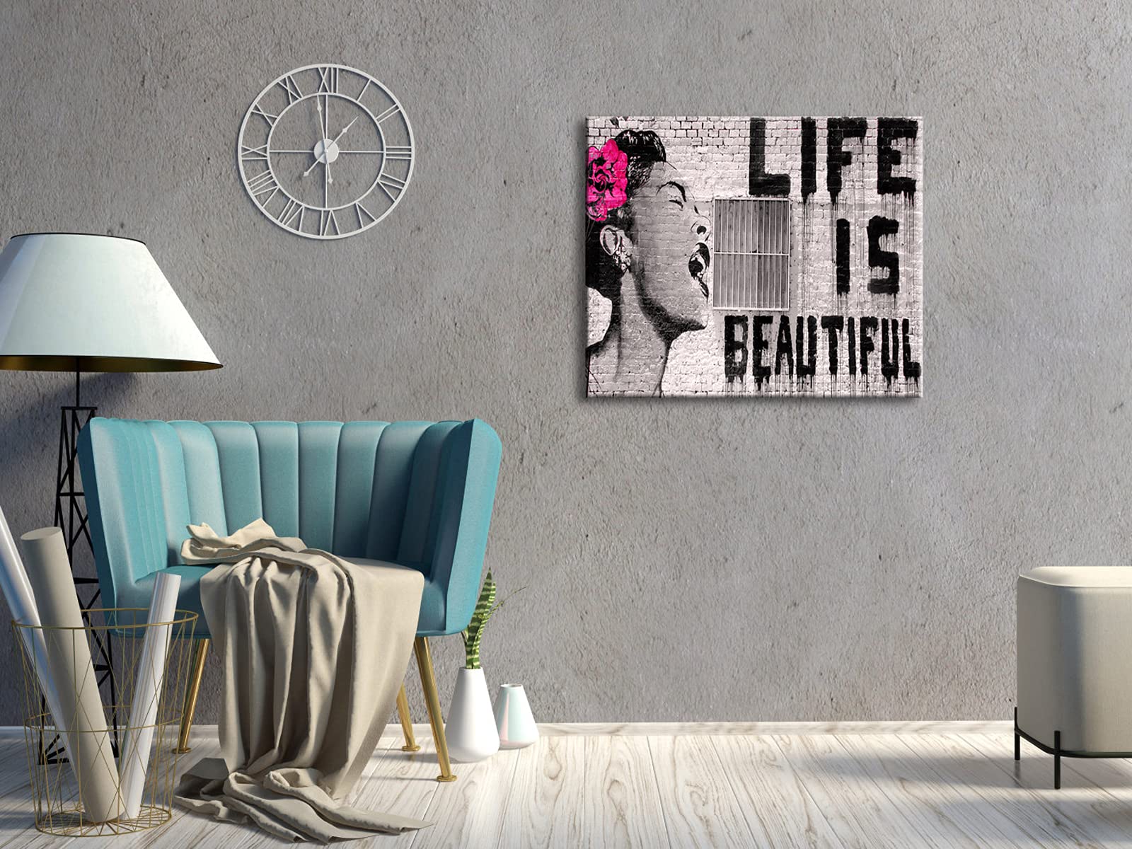 Wieco Art Abstract Giclee Canvas Prints Wall Art Ready To Hang For Kitchen Home Office Decor Banksy Life Is Beautiful Large Mode