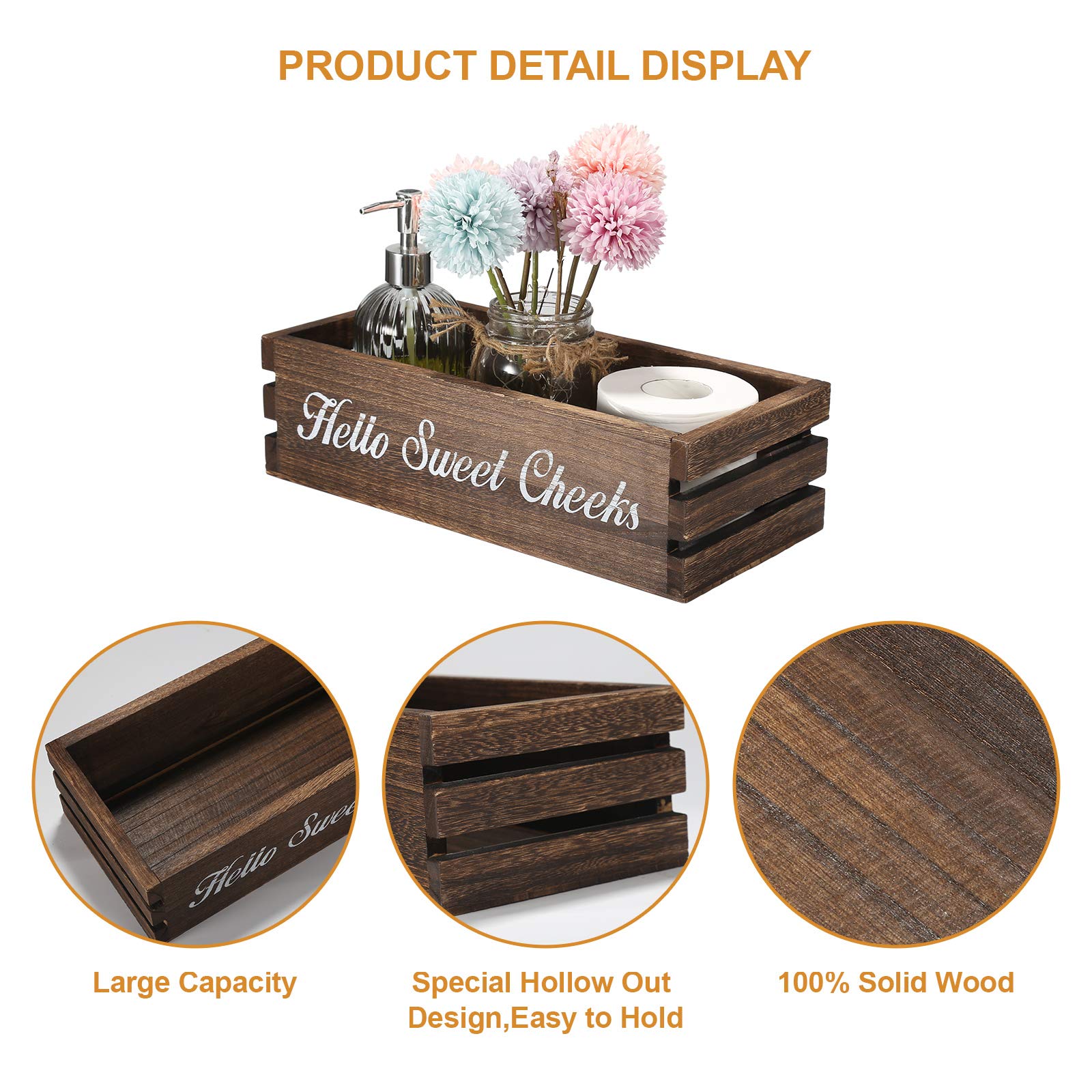 Hello Sweet Cheeks Bathroom Decor Box, Voowo Nice Butt Bathroom Decor Box, Funny Toilet Paper Holder Wooden Toilet Paper Box For