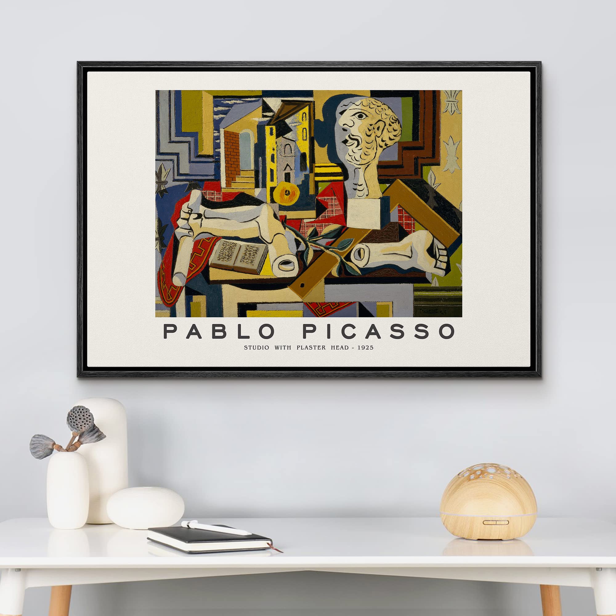 Wall26 Framed Canvas Print Wall Art Studio With Plaster Head By Pablo Picasso Historic Classical Illustrations Fine Art Decorati