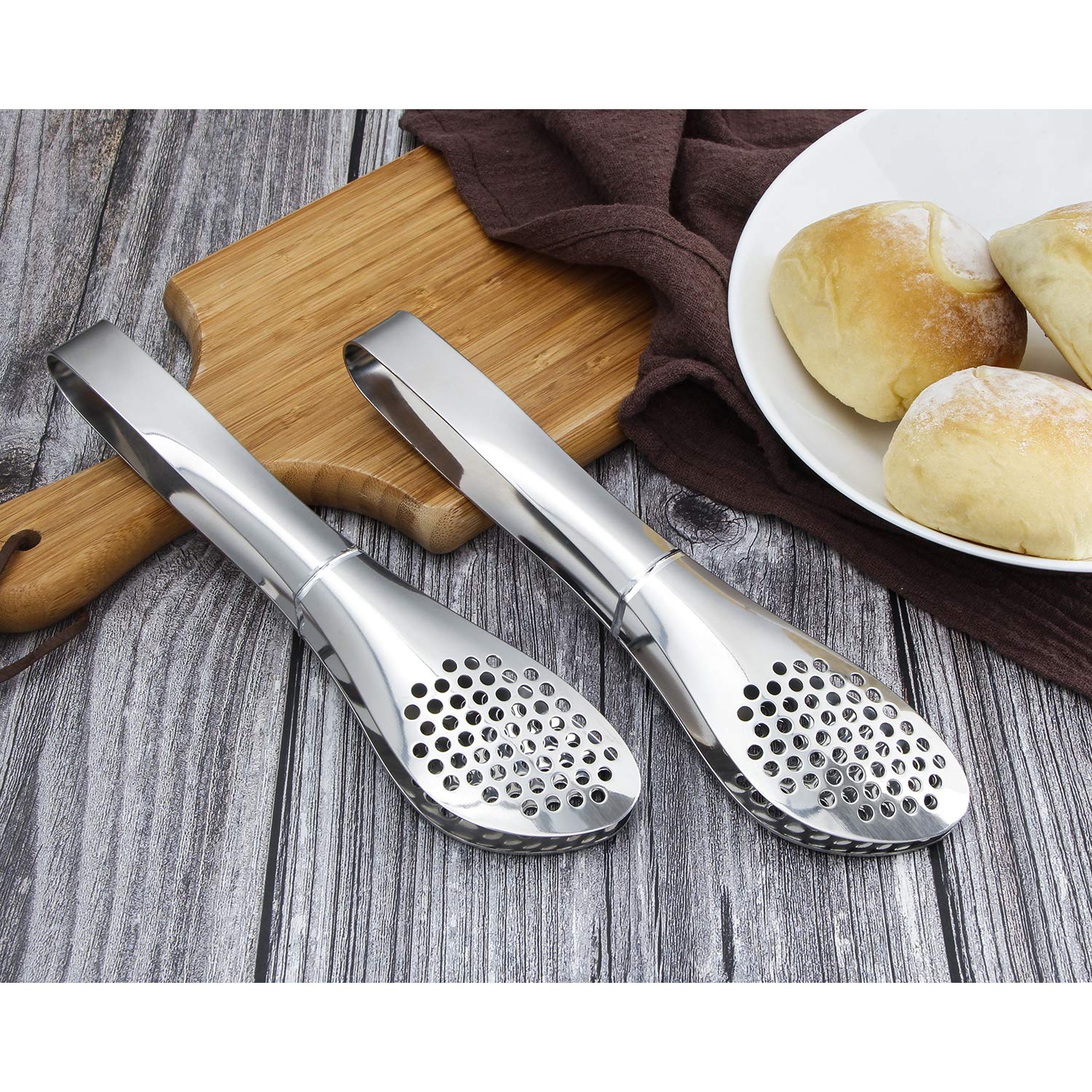 Msy Bigsunny 9 Inch Buffet Tongs, 2 Pack Stainless Steel Food Serving Tongs