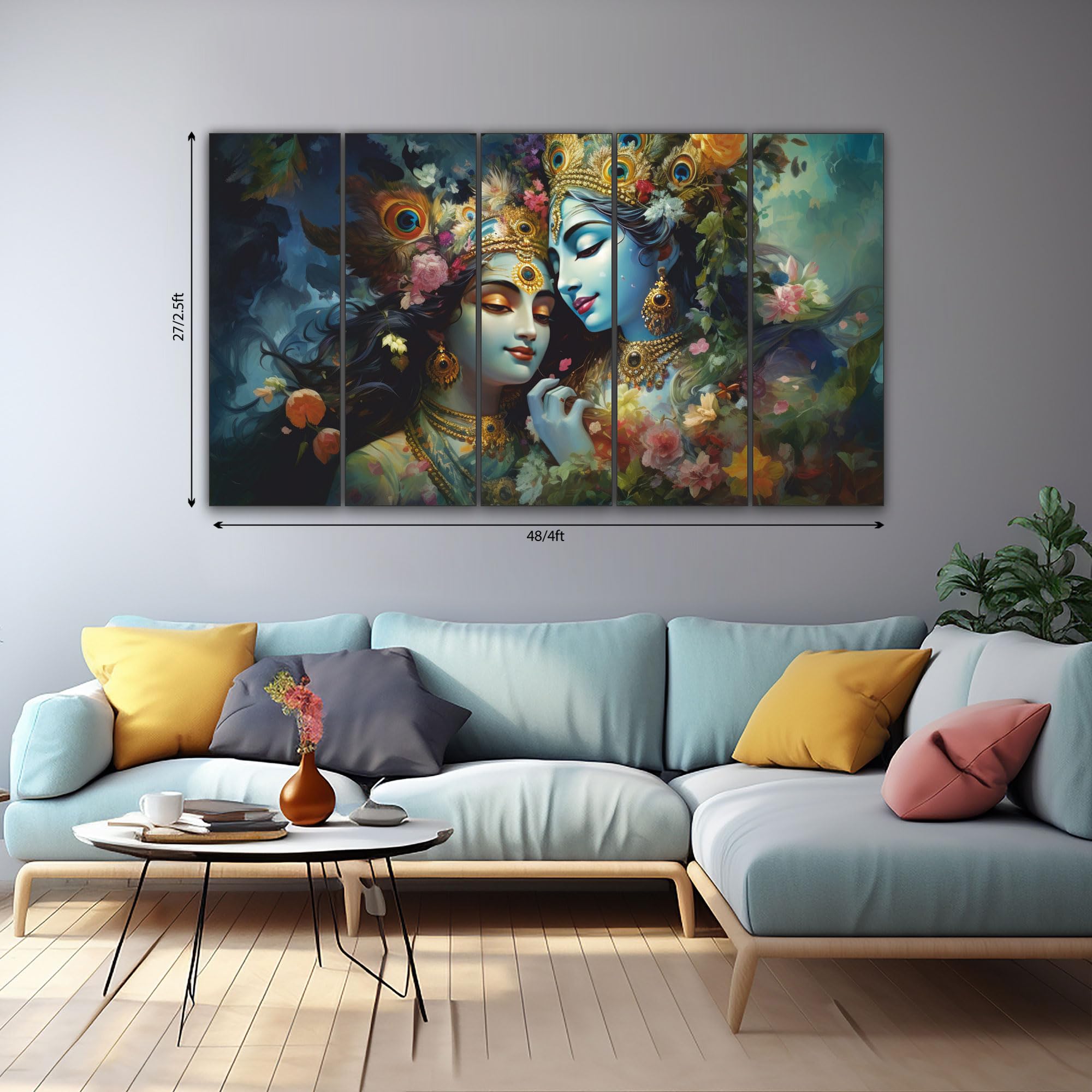 The Castle Decor Radha krishana painting with frame 5 Big Size (27x48) Wall Art for living room,Bedroom,Drawing room,Hotels-Digi