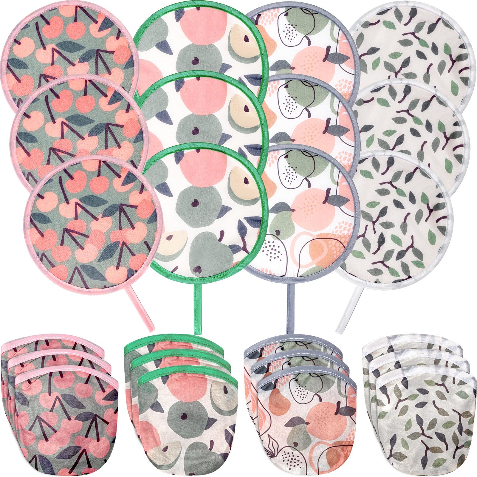 Kigley Round Foldable Hand Fans Bulk, Handheld Folding Cooling Fans with Bag for Summer Indoor Outdoor Events Game Travel Birthd