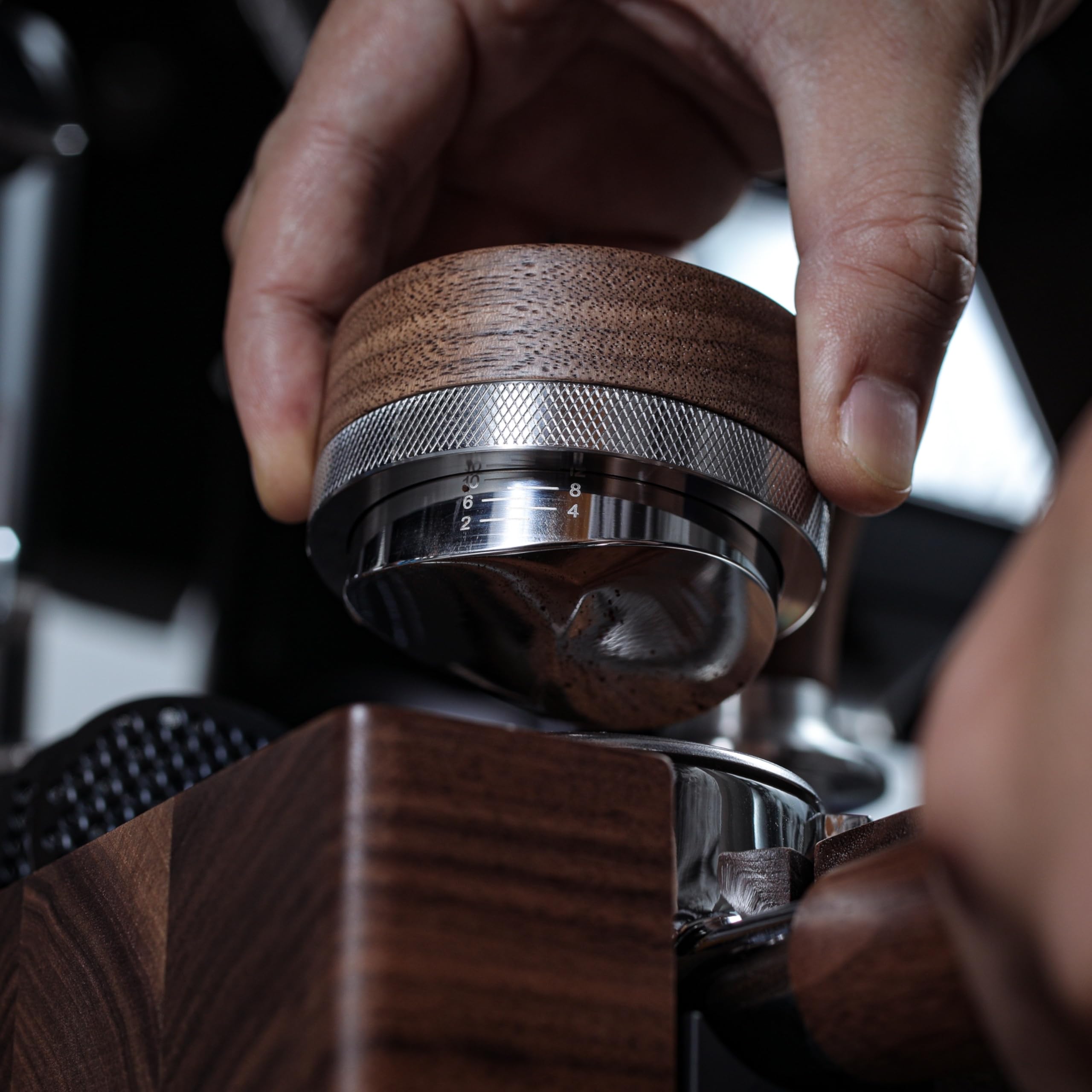 Knodos 54Mm Espresso Distribution Tool Walnut Coffee Distributor Adjustable Depth Stainless Steel Espresso Leveler Compatible Wi