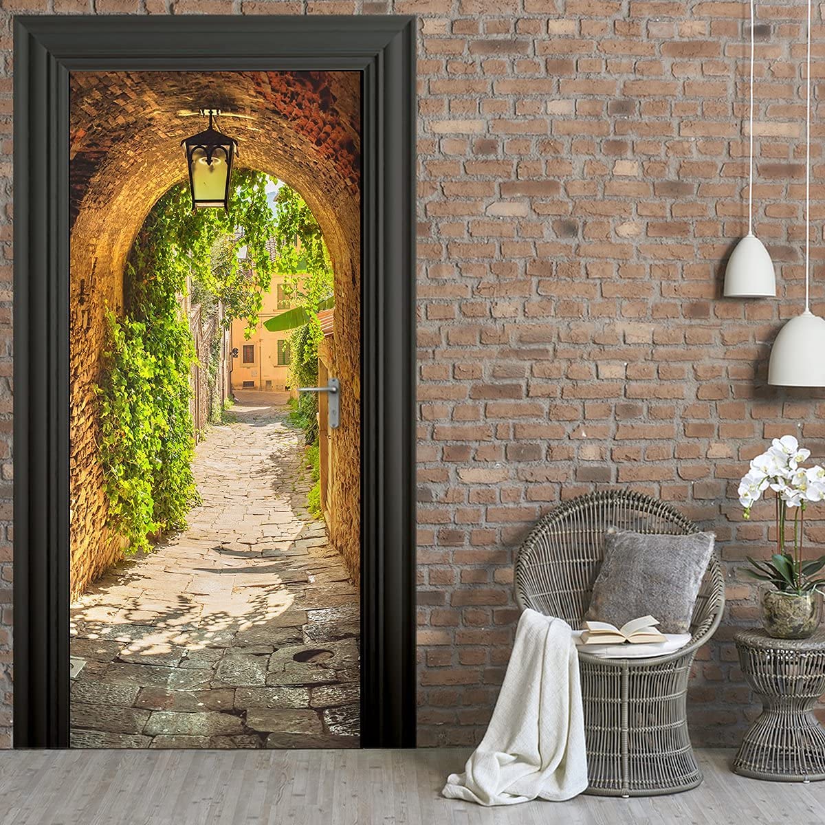 3D Door Stickers Murals Peel And Stick - Toskana Corridor - Door Wallpaper Self-Adhesive Door Decals Removable Pvc Waterproof Do