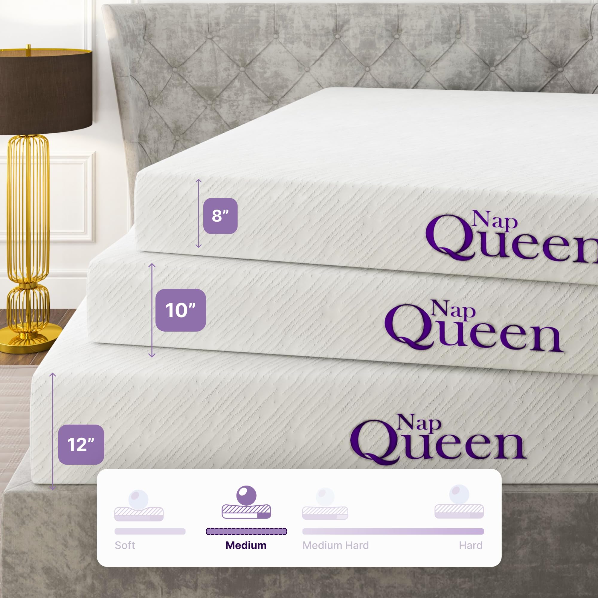 NapQueen Twin-XL Mattress  6 Inch Elizabeth Cooling Gel Memory Foam Mattress  Twin-XL Bed Mattress in a Box  CertiPUR-US Certified  Medium Firm  Breathable & Washable Soft Fabric Cover