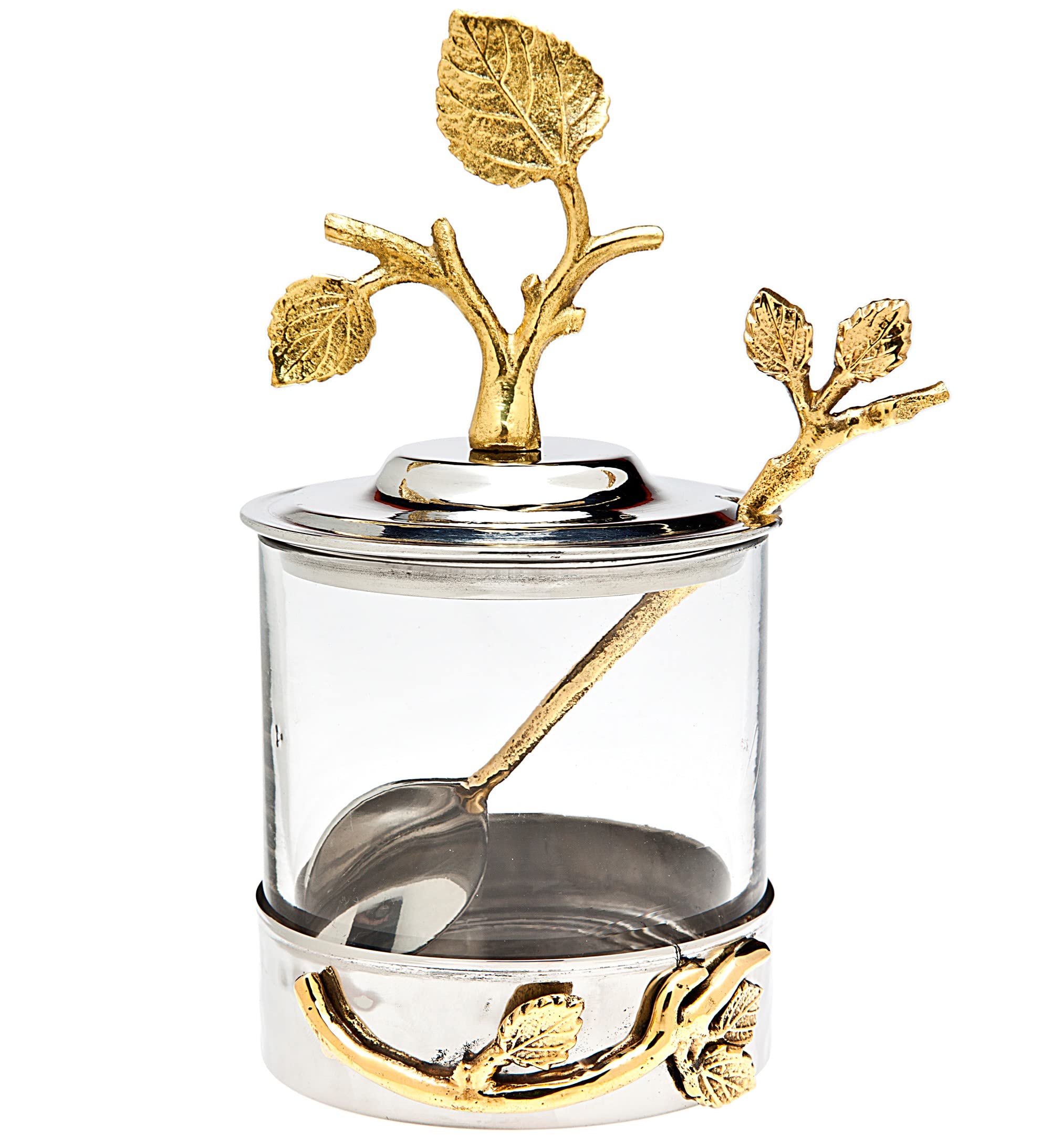 Godinger Leaf Jam Jar With Spoon, Honey Jar with Spoon, Honey Dish