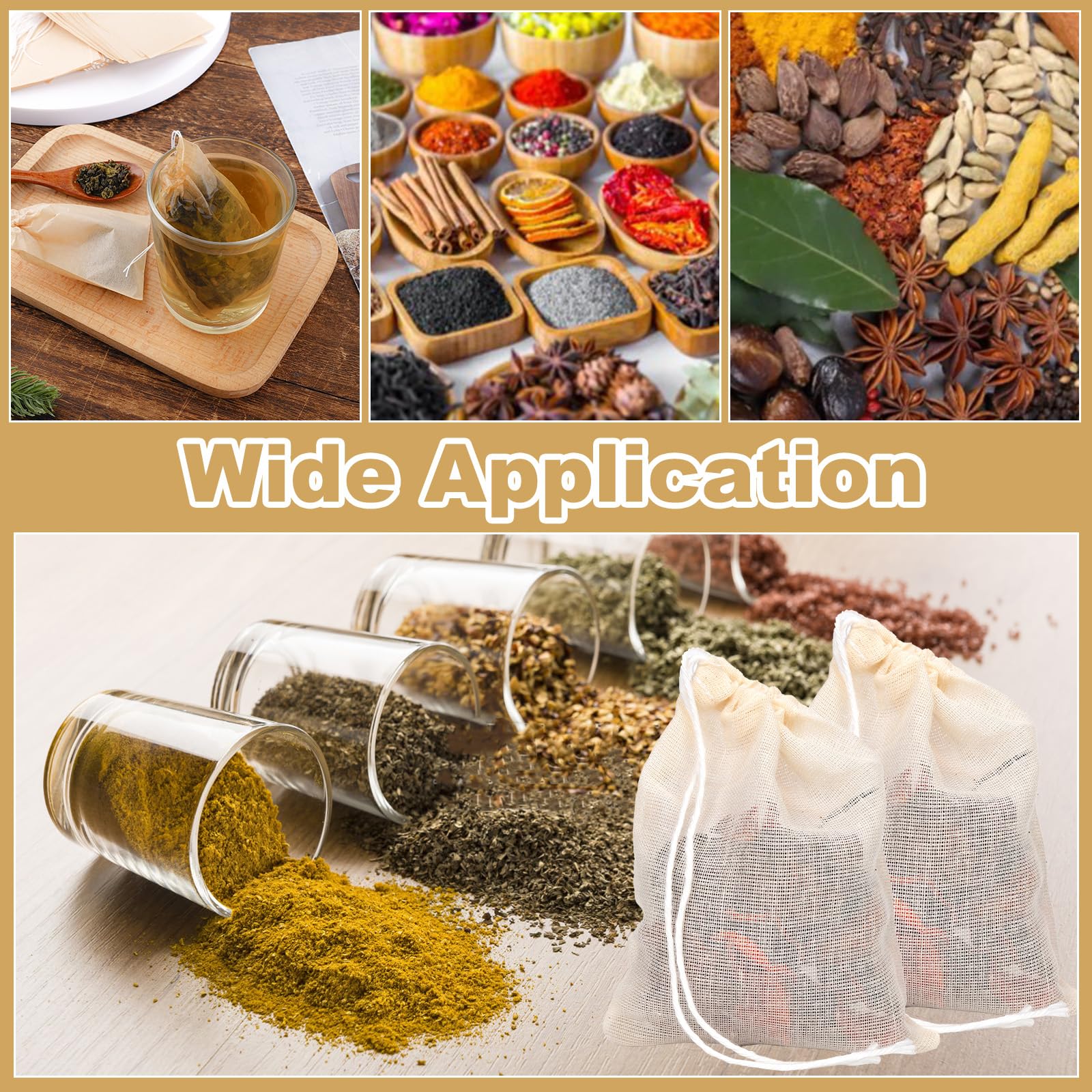 24Pcs Spice Bags For Cooking, 3.86X3.15 Inch Drawstring Pho Soup Muslin Empty Tea Bags Straining Reusable Filter Cheesecloth Sac