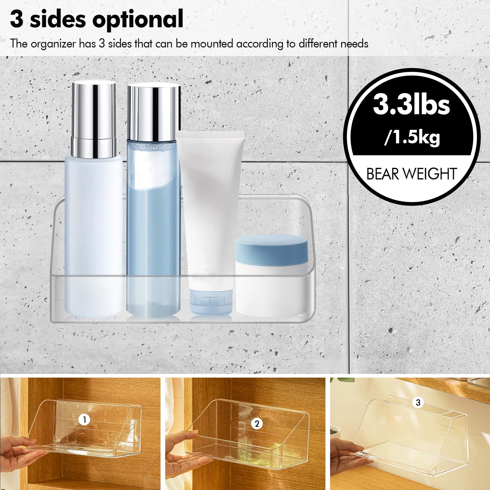 Poeland 2 Pack Medicine Cabinet Shelves Organizer, Wall Mounted Storage Organizer, Clear Storage Box For Rv Bathroom, Bedroom, M