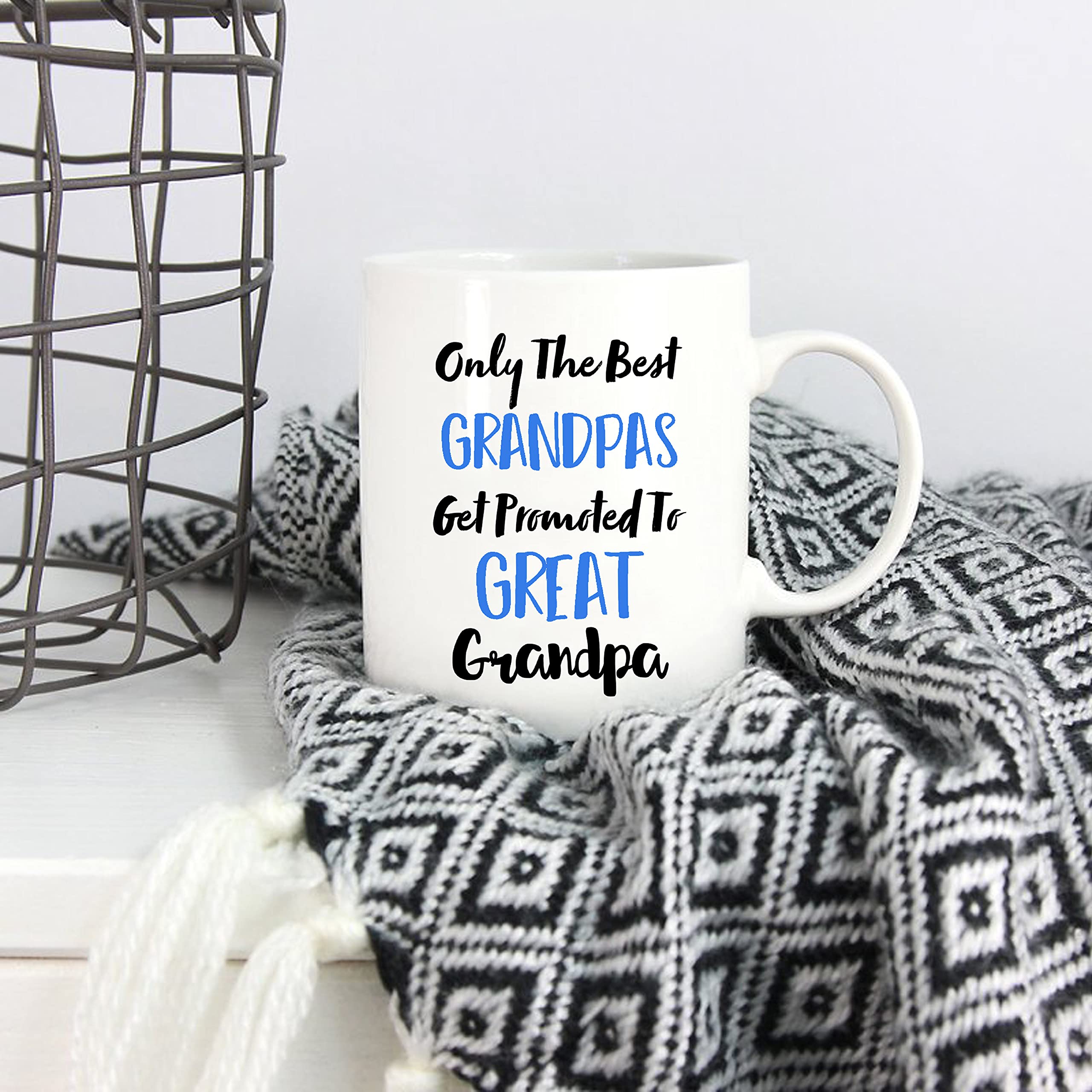 5Aup Fathers Day Great Grandpa Mug From Grandchild Granddaughter Grandson, Only The Best Grandpas Get Promoted To Great Grandpa