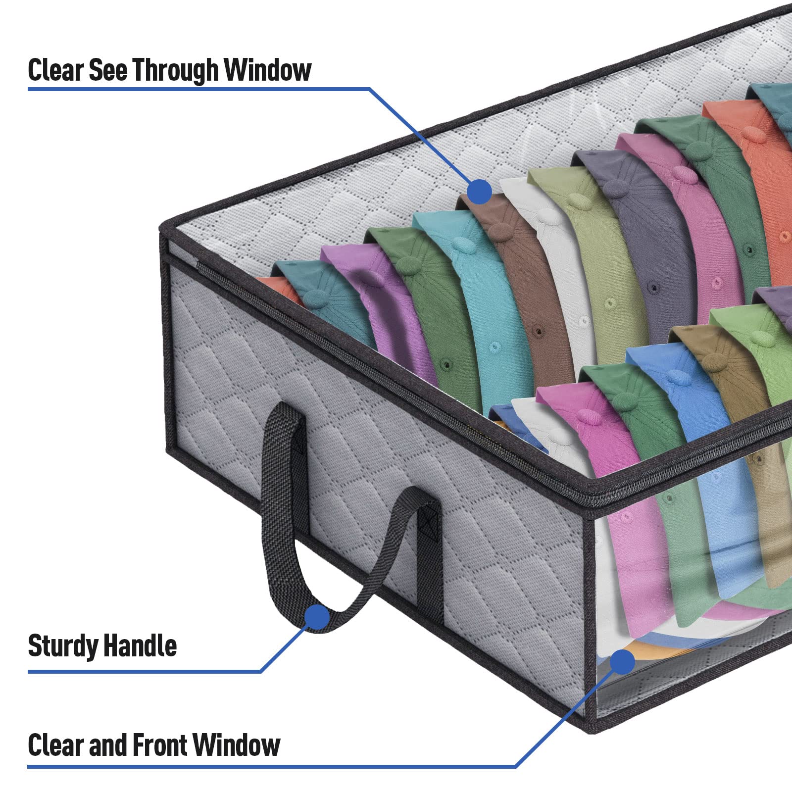 Fixwal Wide Hat Storage For Baseball Caps Organizer With 2 Sturdy Handles Hat Racks Holds Up To 40 Hats Foldable For Home Travel