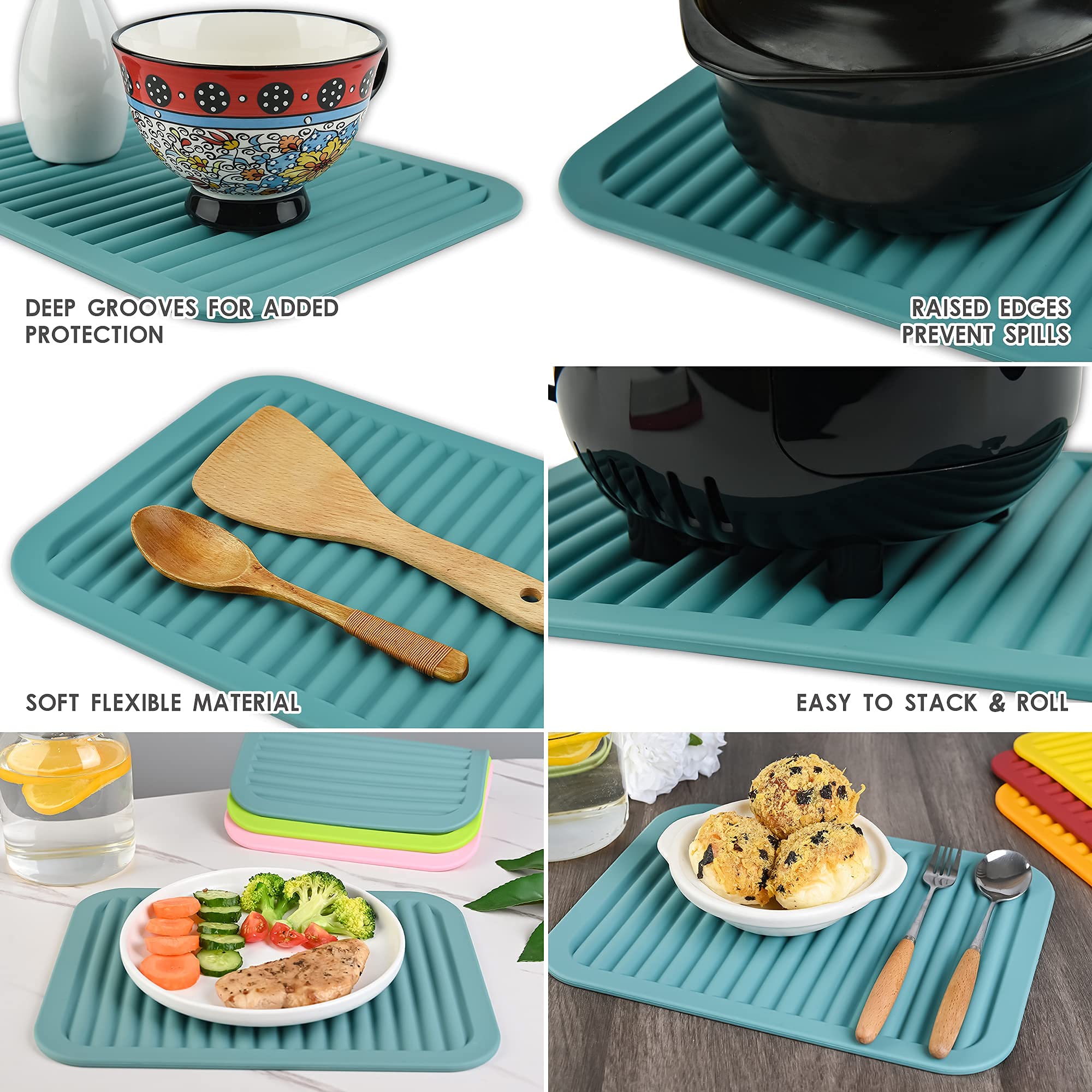 Smithcraft Silicone Trivet For Hot Dish And Pot Hot Pads Counter Mat Heat Resistant Table Dish Drying Mat Or Placemats 2 Pack,Si