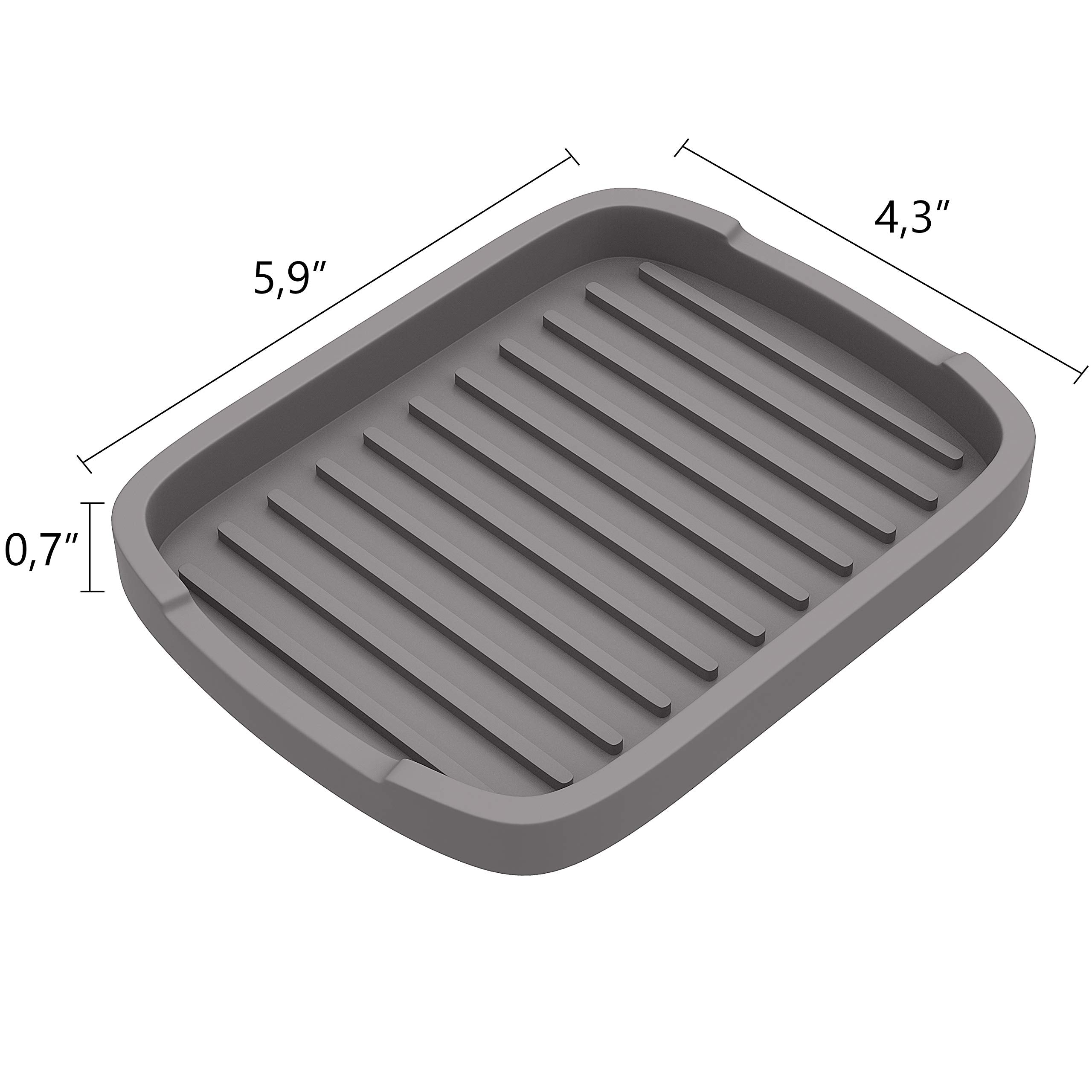 Zappoware Silicone Sponge Holder -Soap Tray - 5.9 '' X 4.33 '', 1-Pack (Gray)