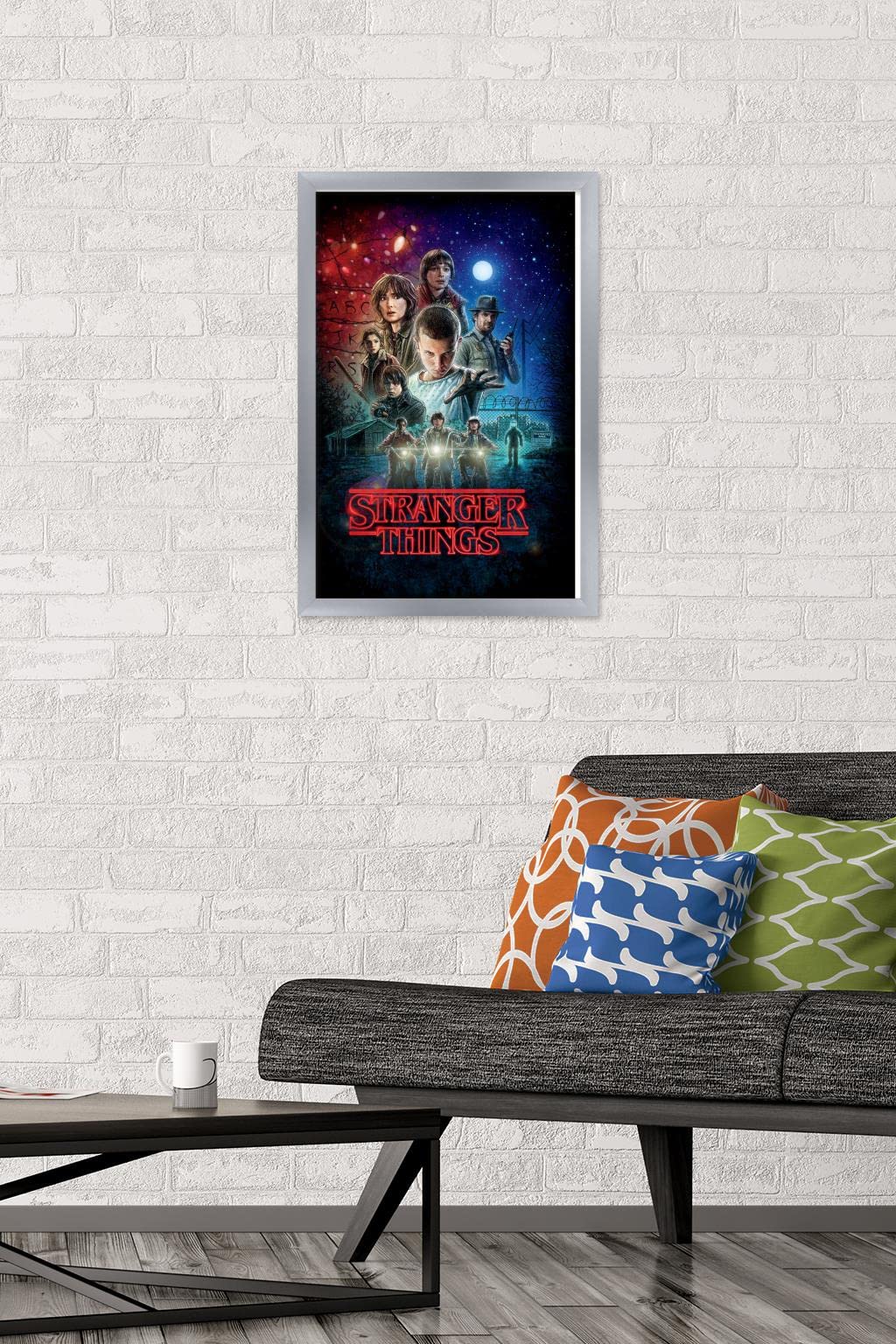Trends International Netflix Stranger Things - One Sheet Wall Poster, 14.725'' X 22.375'', Silver Framed Version