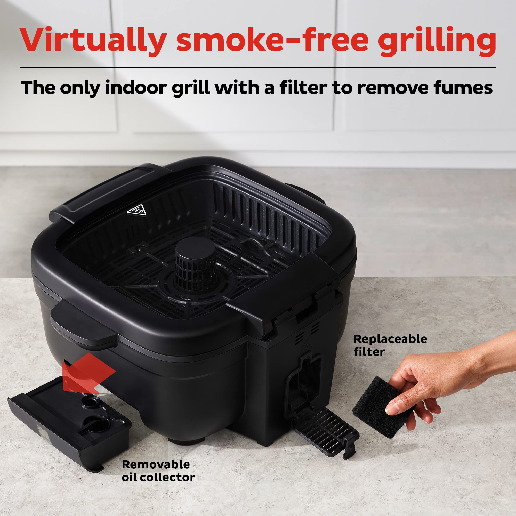 Instant 6-in-1 Indoor Grill and Air Fryer with Bake  Roast Reheat & Dehydrate  From the Makers of Instant Pot  with Odor-Reducing Filter  Clear Cooking Window  and Removable Lid for Easy Cleaning