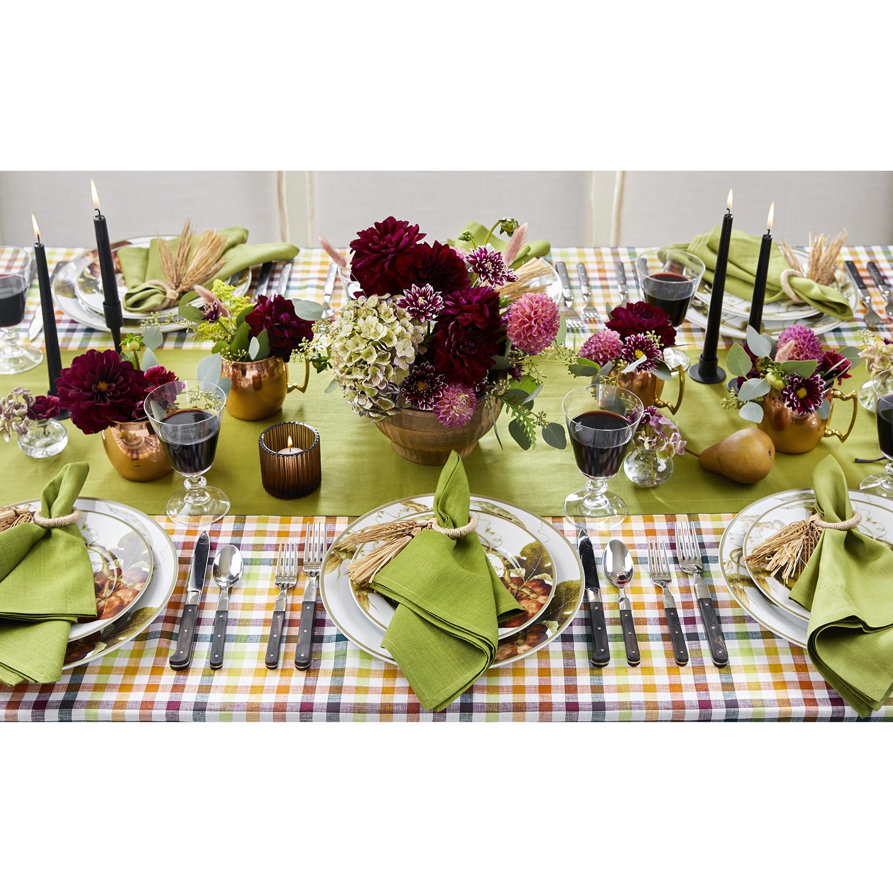 Solino Home Linen Avocado Table Runner 108 Inches Long - Fete, 100% Pure Linen Dining Table Runner 14 X 108 Inch Ideal For Weddi