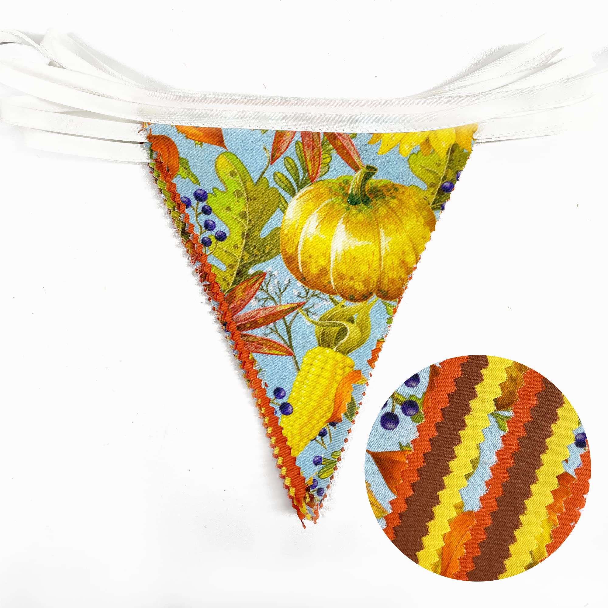 32Ft Orange Yellow Brown Banner Pumpkin Triangle Flag Fabric Pennant Garland Bunting For Happy Fall Decor Thanksgiving Day Harve