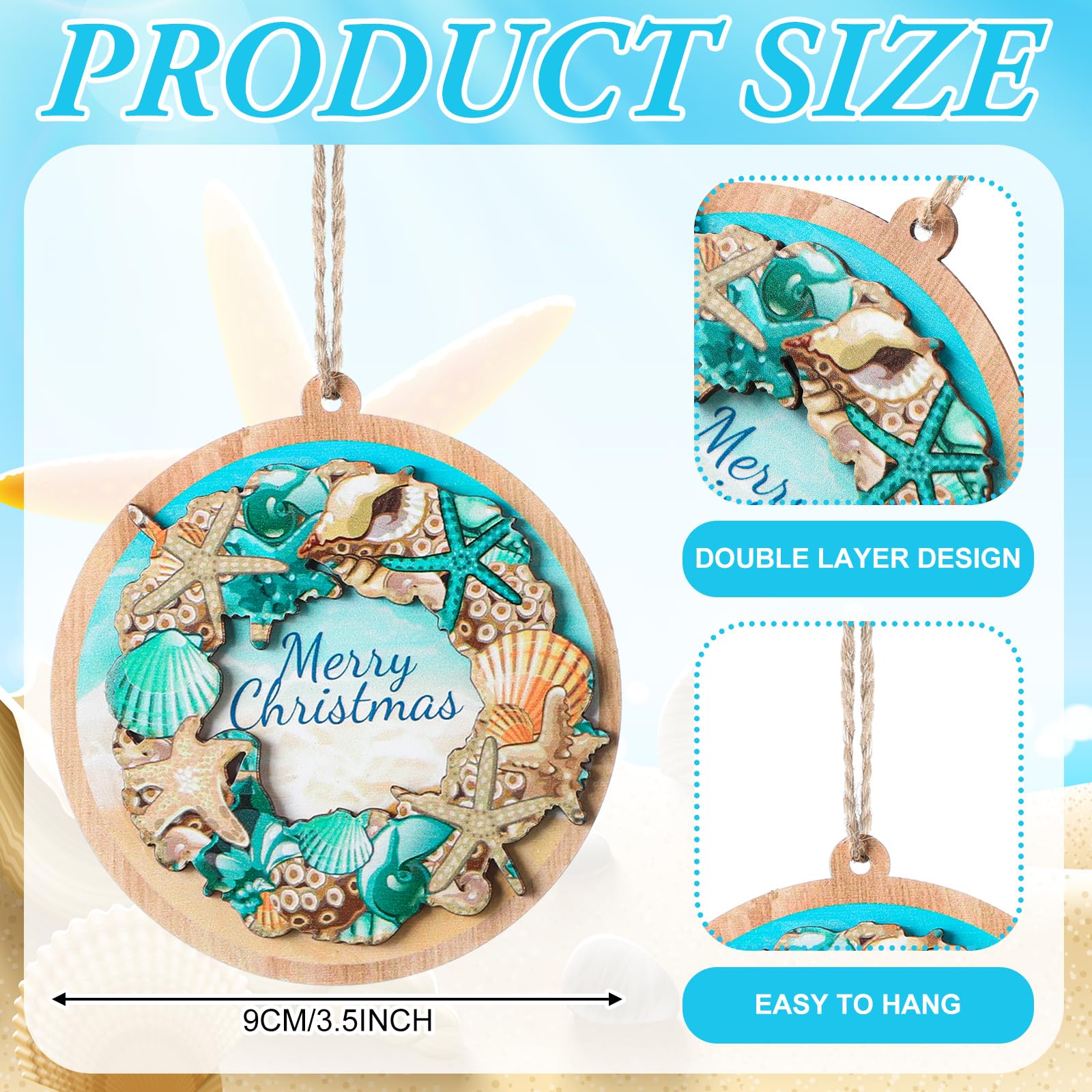 Shellwei 6 Pcs Beach Christmas Appreciation Gift for Teacher Friend Coworker BFF Bestie Colleagues White Elephant Gift with Orga