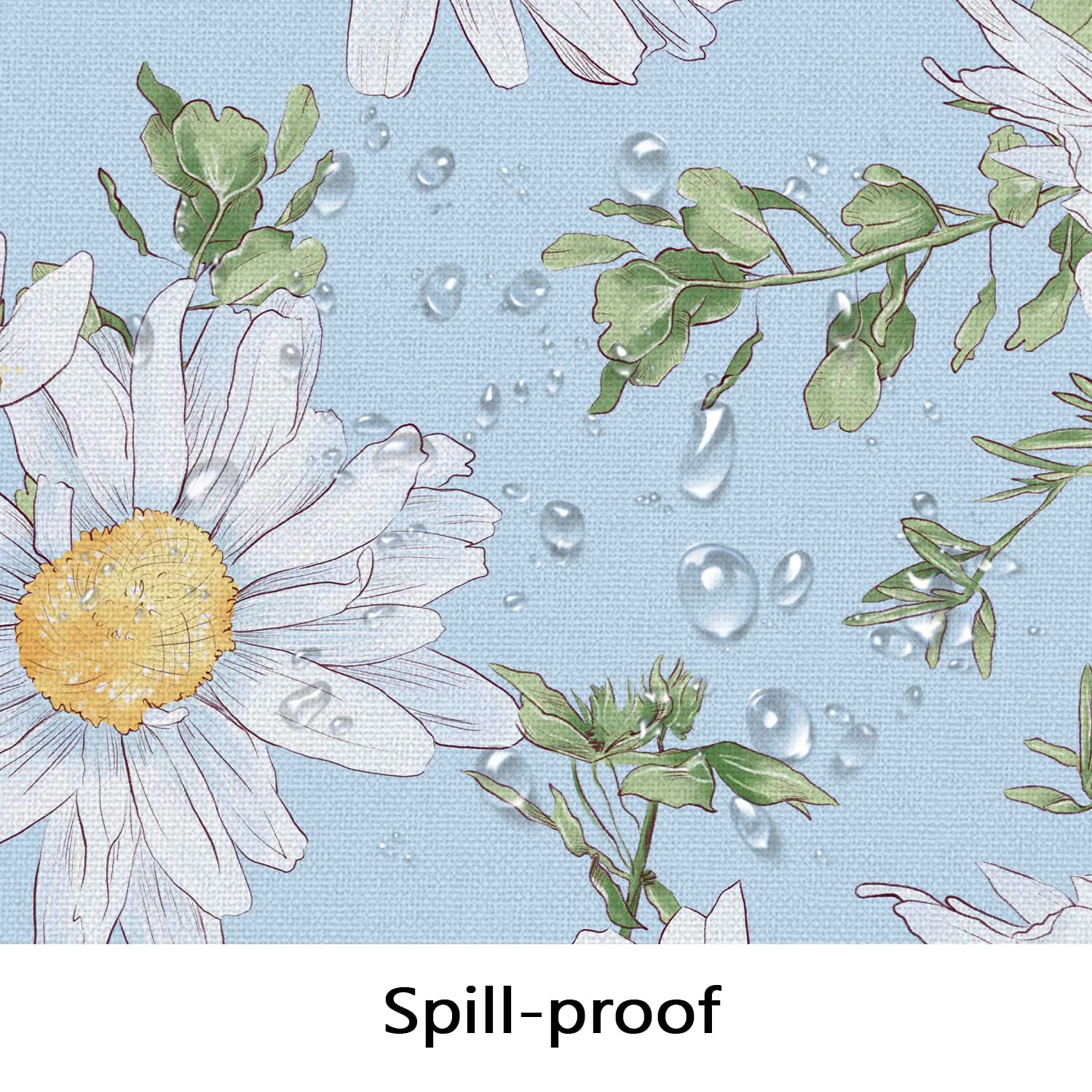 Daisy Tablecloth, Blue Floral Rectangle Tablecloth, Sunflower Tablecloth, Spring Summer Waterproof Wrinkle Free Durable Rectangl