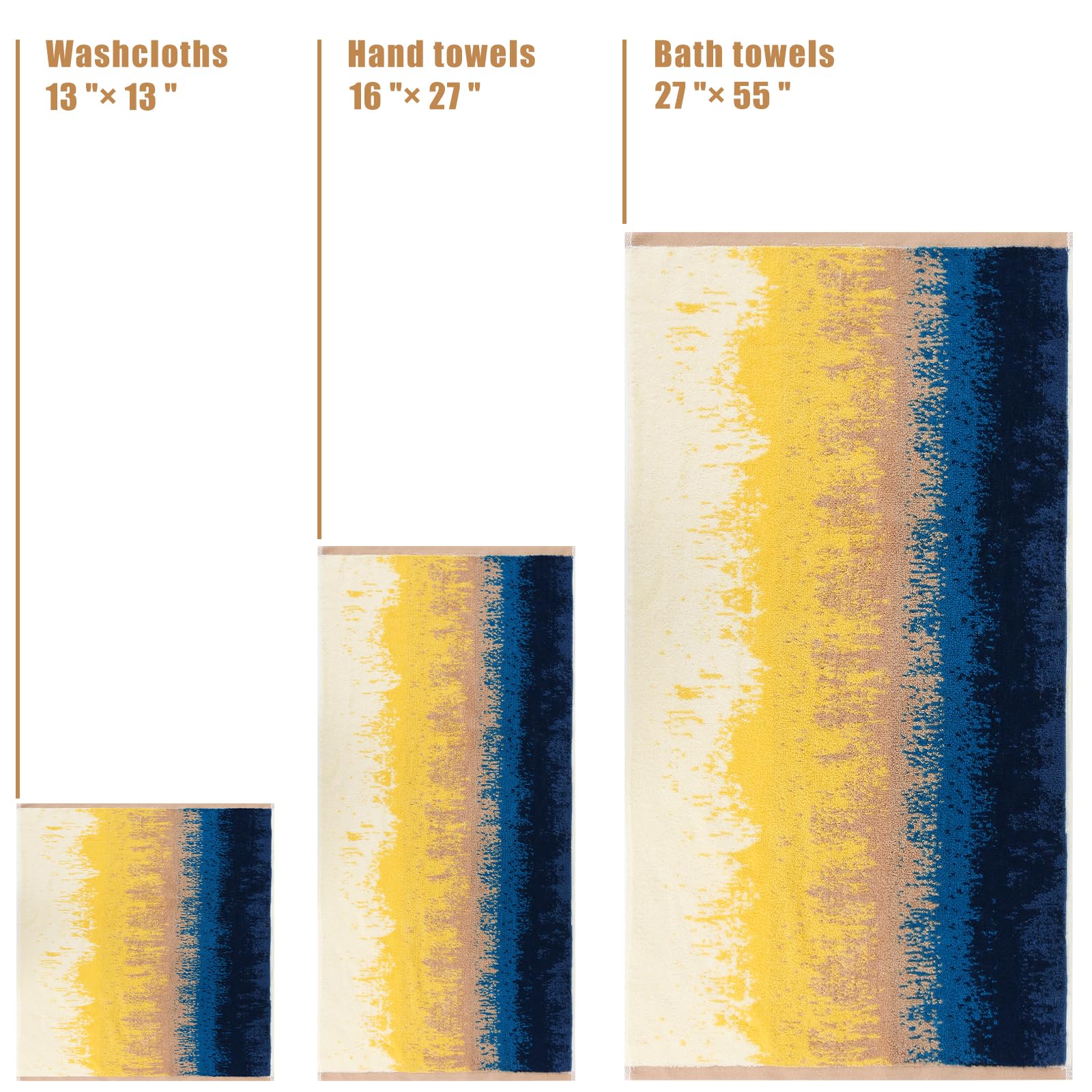 Semaxe Bath Towel Set, 100% Cotton Bathroom Towels With Hanging Loops And Lifecycle Labels, 8 Piece Towel Set Include 2 Bath Tow