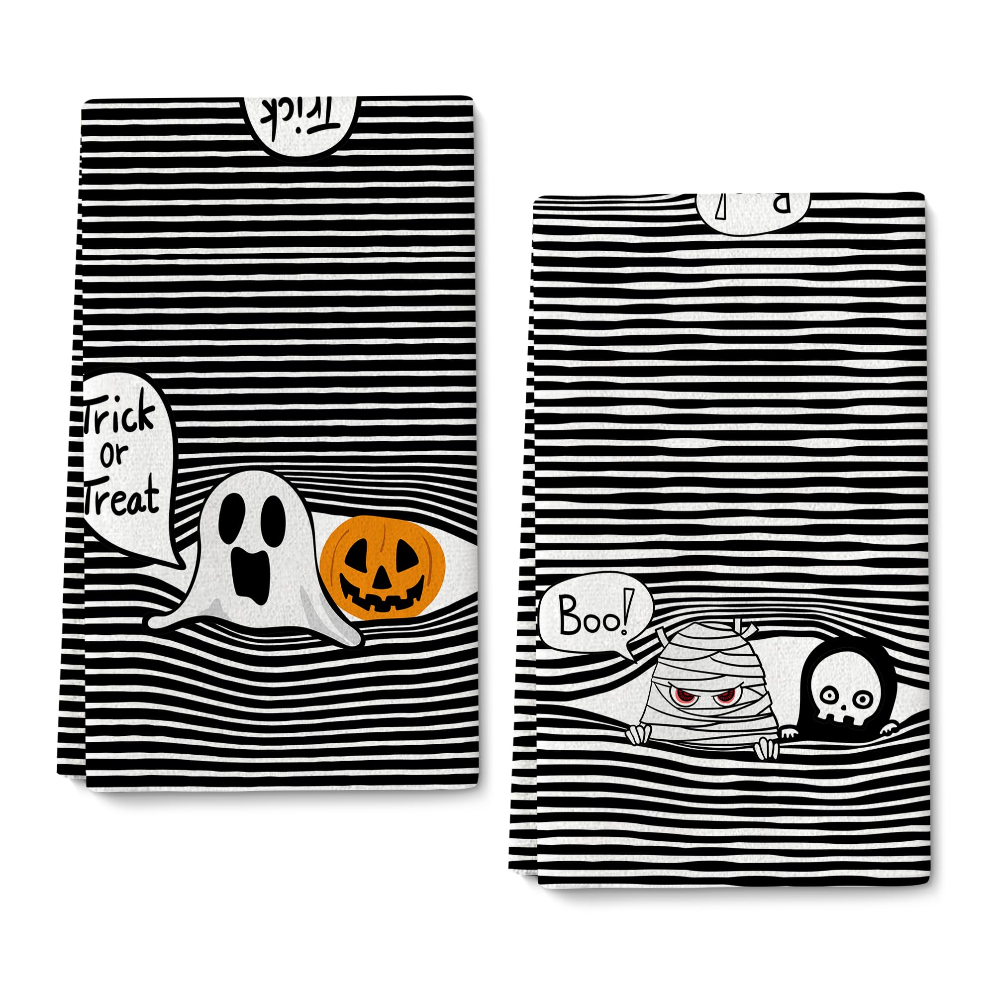 Cukemip Halloween Kitchen Dish Towels Set Of 2,Halloween Kitchen Decor, Funny Halloween Hand Towels, Soft Absorbent Spooky Tea T