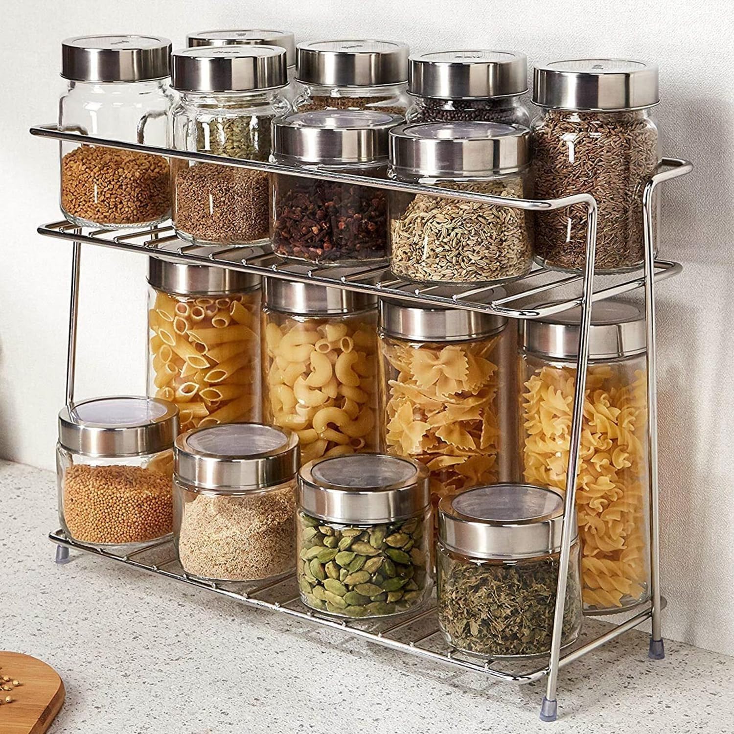 Vireque Tabletop Spice Rack For Your Kitchen_Countertop Spice S And Masala Rack 2 Tiered Shelf And 2 Layer Stainless Steel And 