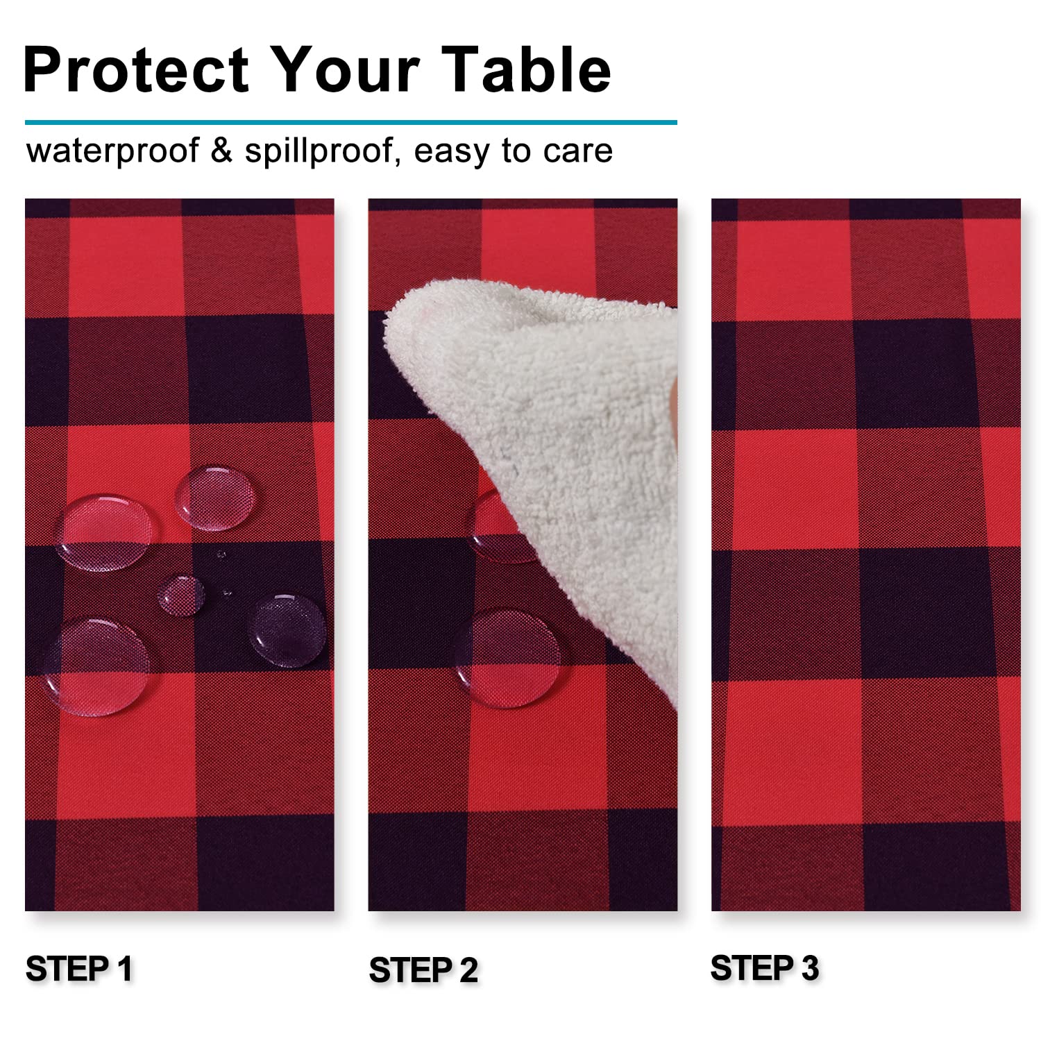 Hiasan Christmas Red And Black Plaid Tablecloth Waterproof, 2 Pack, 60 X 84 Inch - Checkered Table Cloth Rectangle For Party/Din