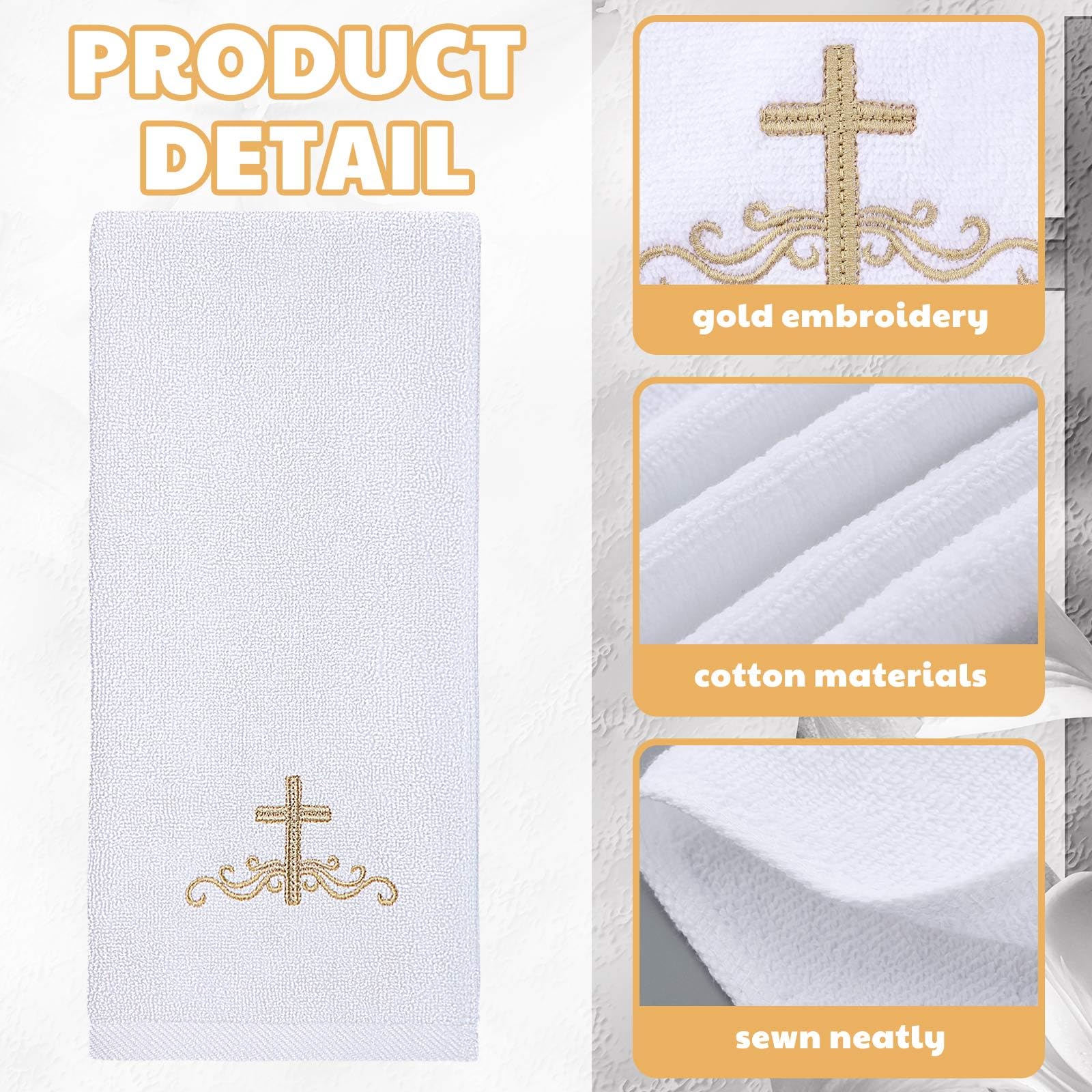 Buryeah 2 Pcs Baby Baptism Towel Baby Baptism Terrycloth Embroidered Hand Towels For Baby Gift