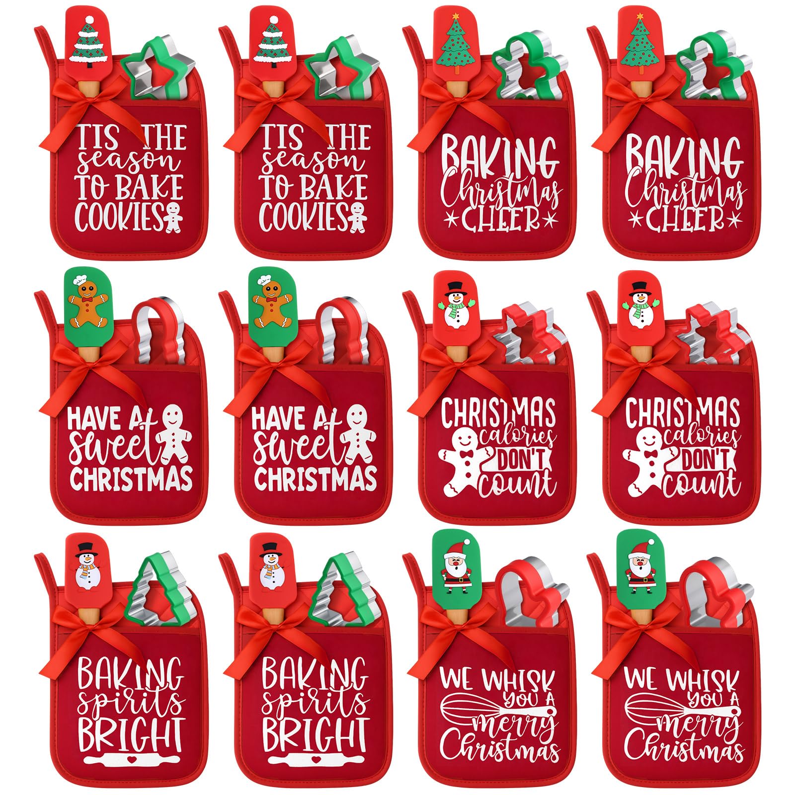Qinyoung 36 Pcs Christmas Pot Holders Baking Kit Baking Gifts for Xmas