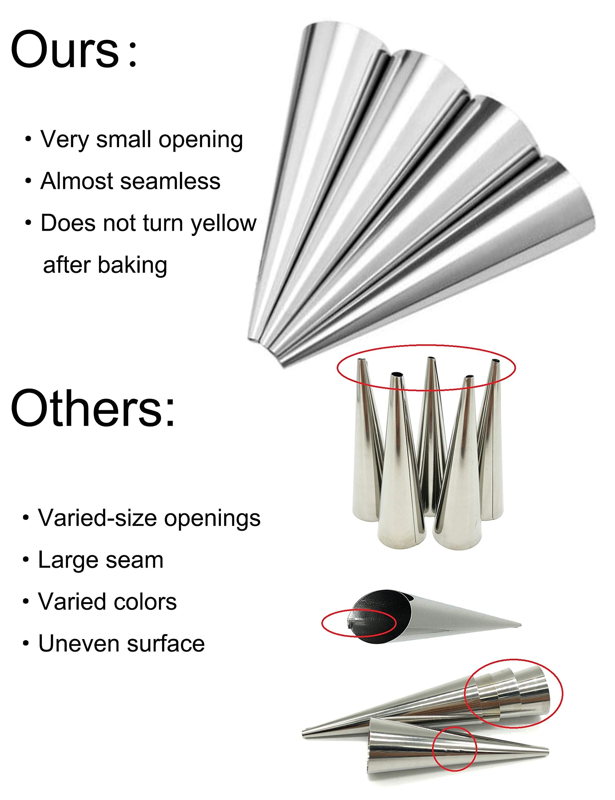 Euicae Cream Horn Molds 5-Inch Large Size Cream Horn Forms Pack Of 16