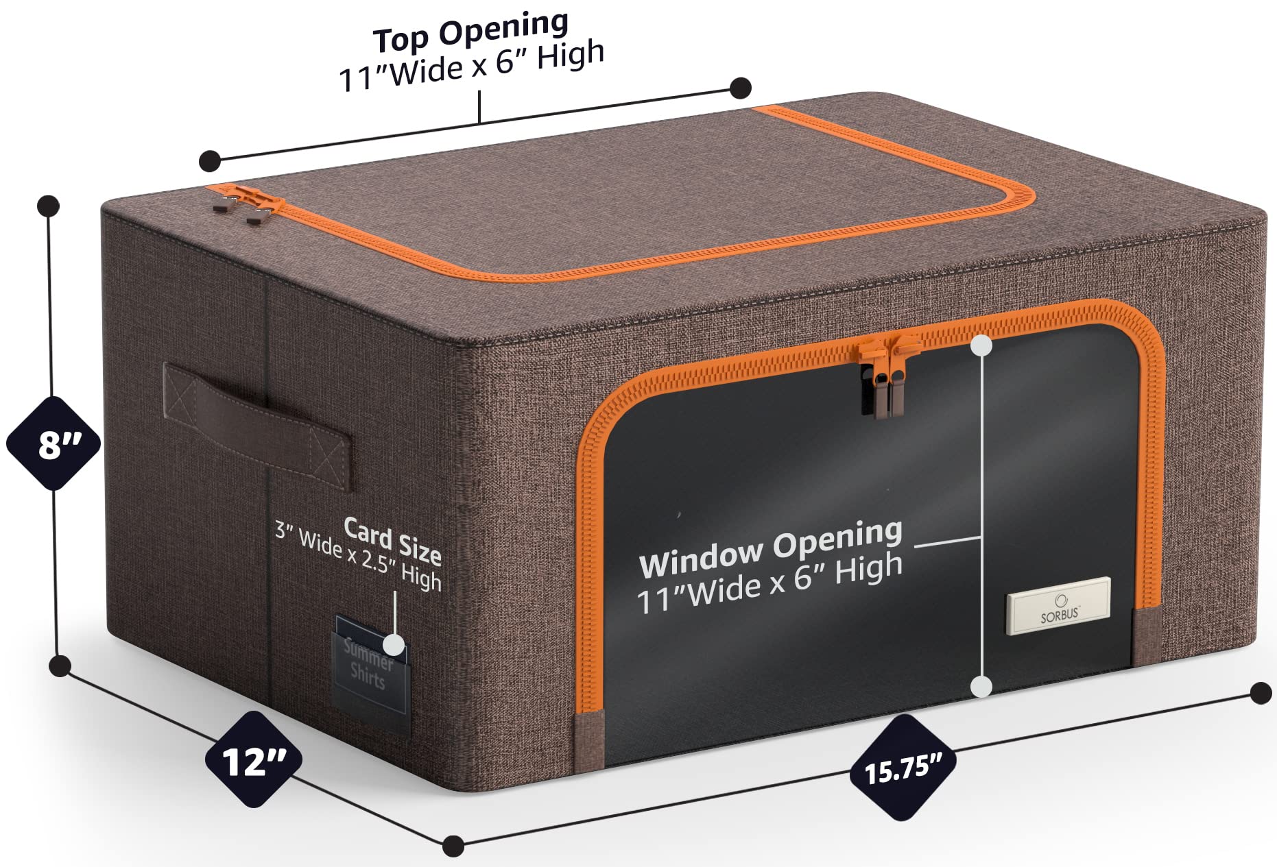 Sorbus Storage Bins Boxes, Foldable Stackable Container Organizer Basket Set with Large Clear Window & Carry Handles, for Beddin