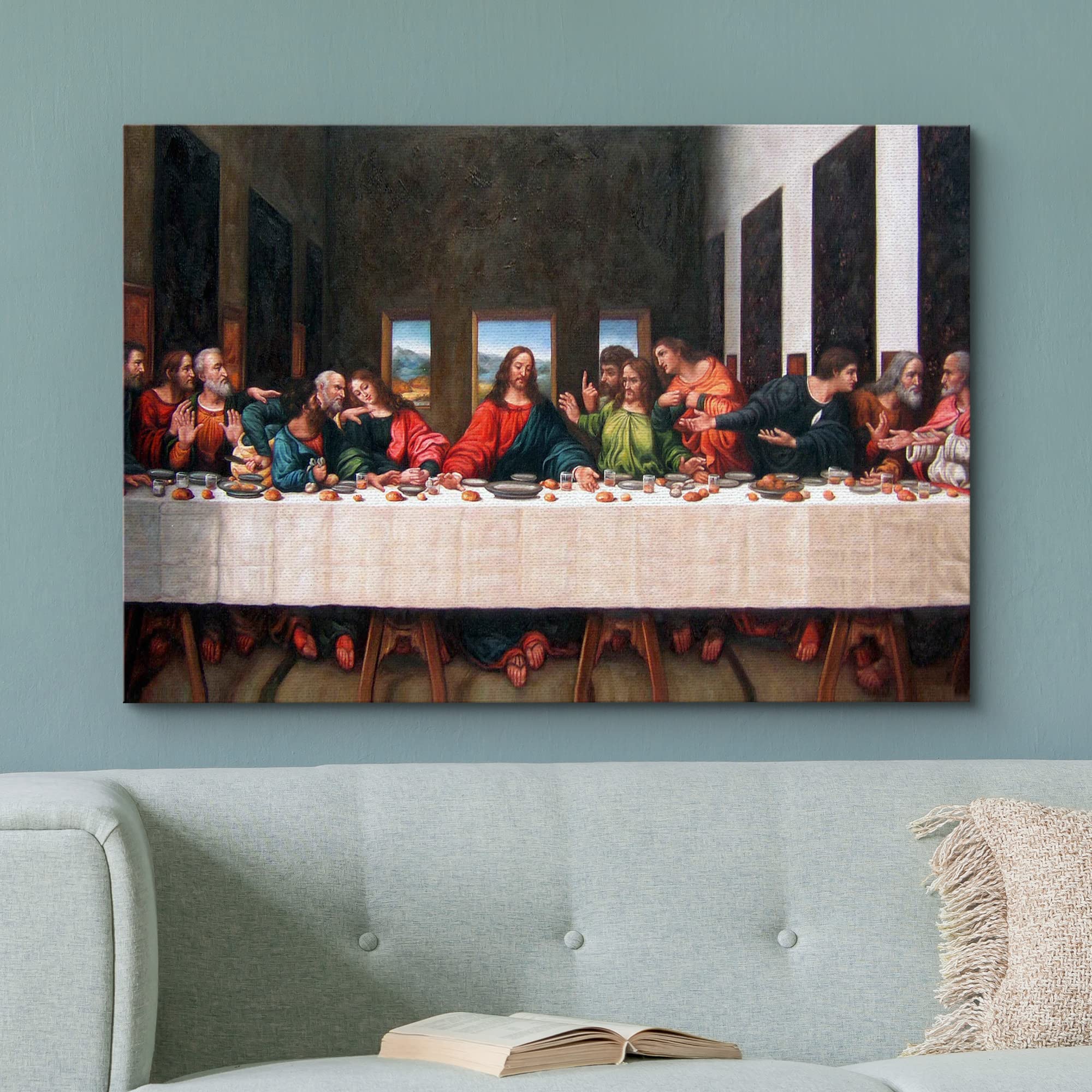 Wall26 - Canvas Wall Art - Last Supper By Andrea Solari - Modern Home Art Stretched And Framed Ready To Hang - 16X24 Inches
