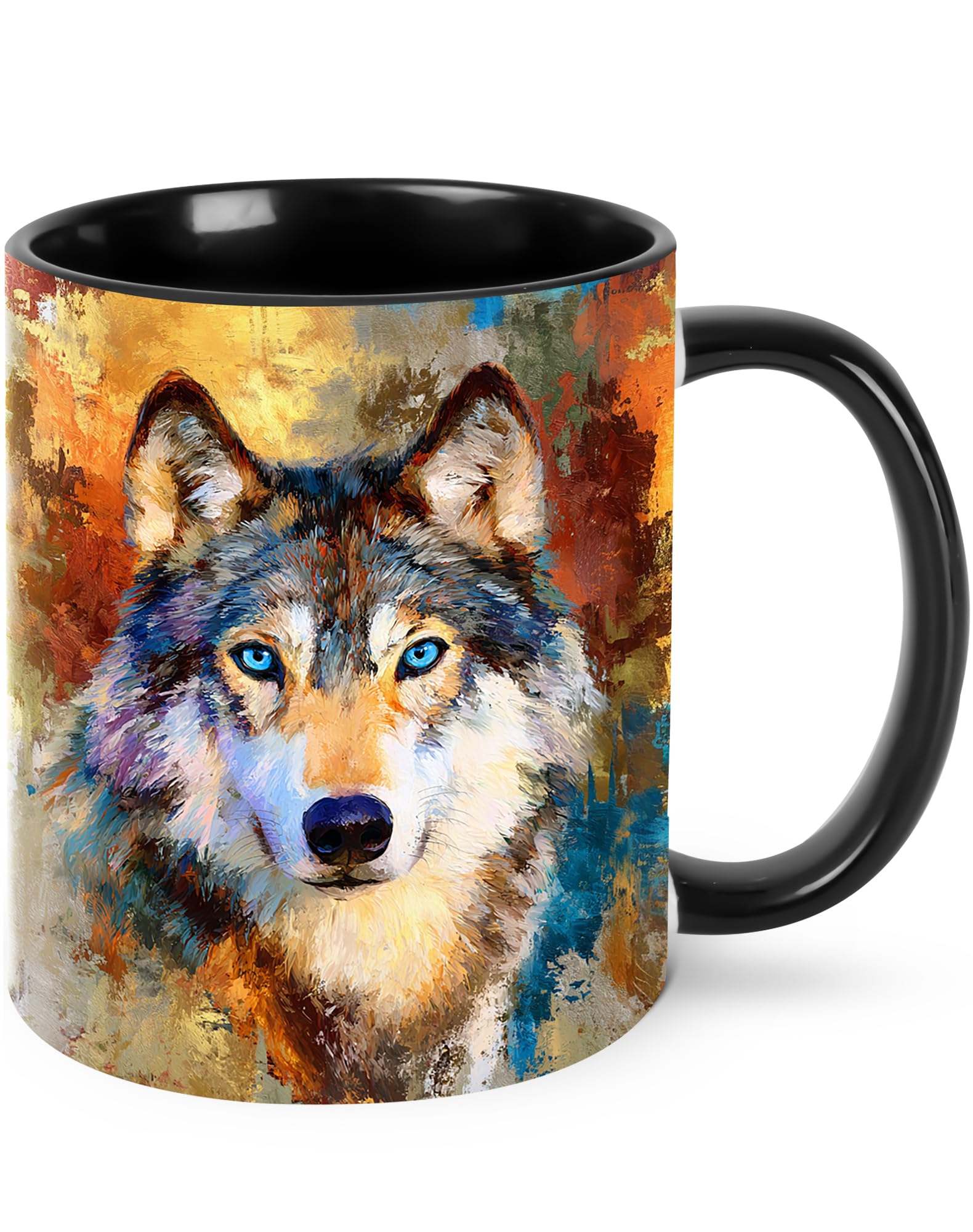 Wolf Ceramic Coffee Mug 11oz Funny Tea Cup with Printed Design for Travel