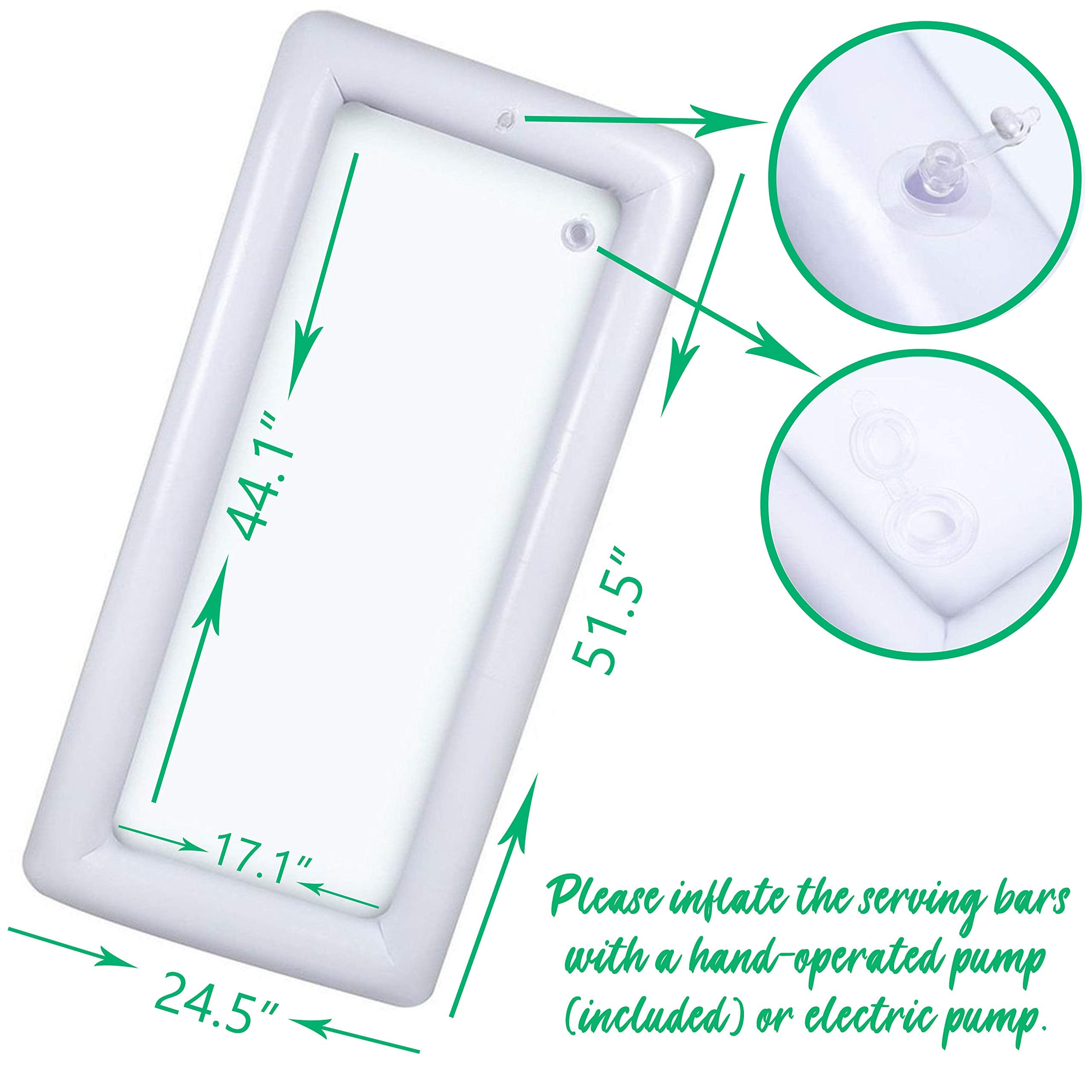 Inflatable Serving Bar Salad Ice Tray Food Drink Containers - BBQ Picnic Pool Party Supplies Buffet Luau Cooler with a Drain Plug