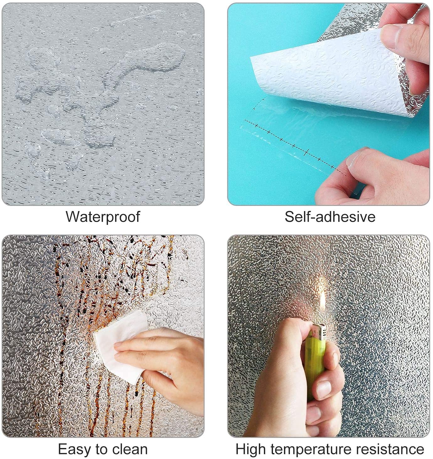 Tgopit Aluminum Foil Mirror Silver Wallpaper 200 * 60 Cm Wide Kitchen Waterproof Oil Proof Removable Contact Paper Heat Resistan