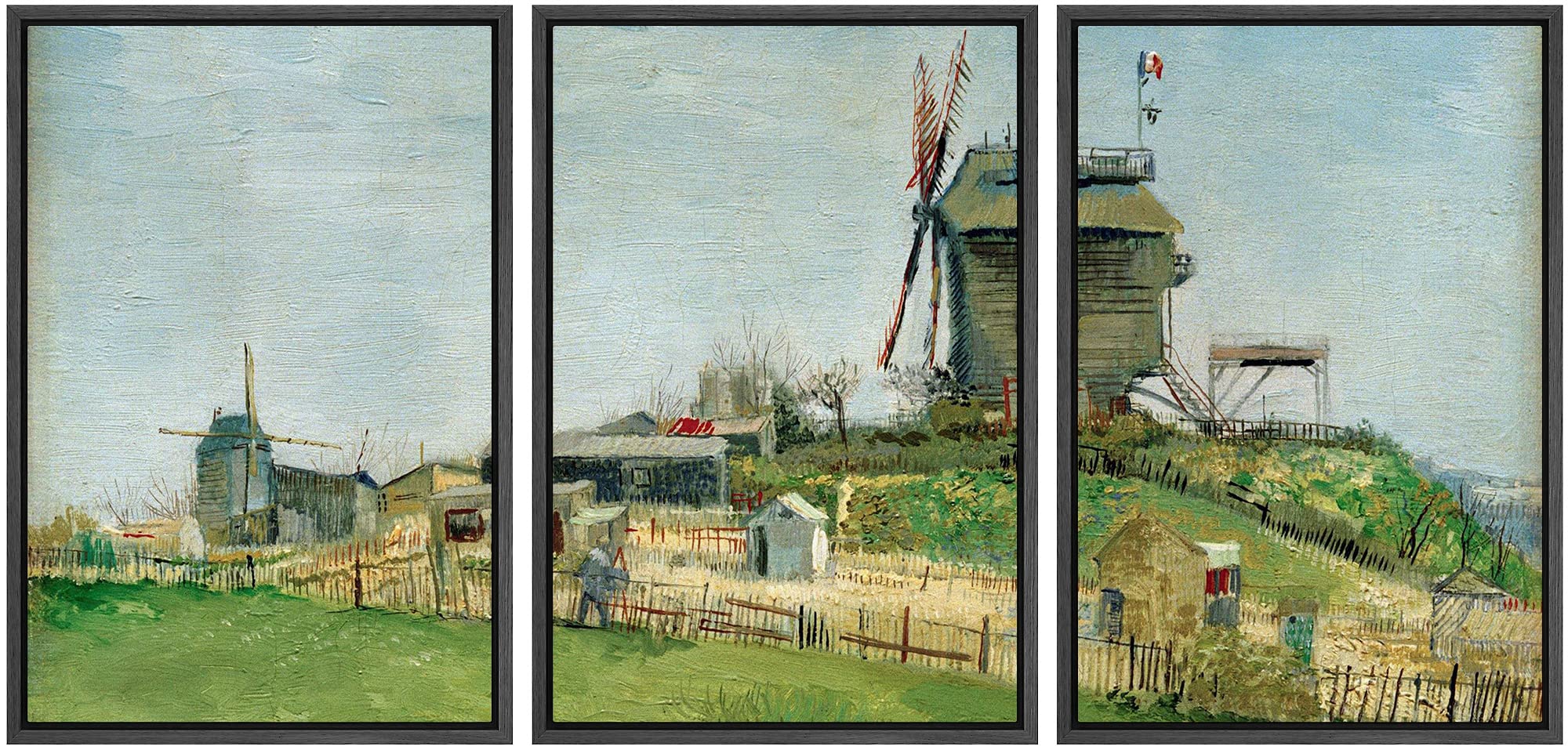 Wall26 Framed Canvas Print Wall Art Set Le Moulin De La Galette Vincent Van Gogh Classical Illustrations Fine Art Decorative His