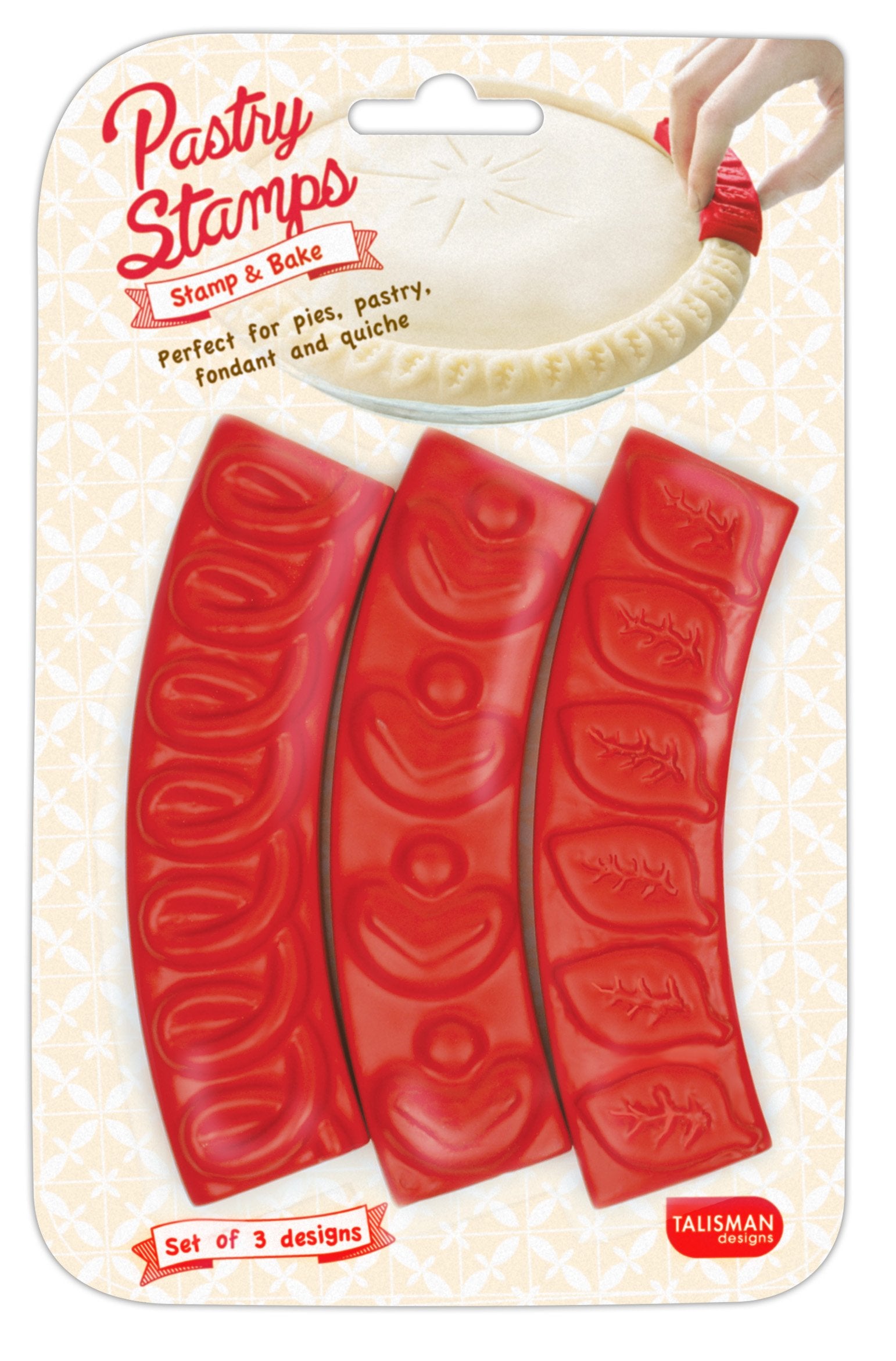 Talisman Designs Pastry Stamps | Set Of 3 | Pie Crust Embosser | Pie Decorating Tools & Gadgets | Pie Baking Crust Cutters | Cut