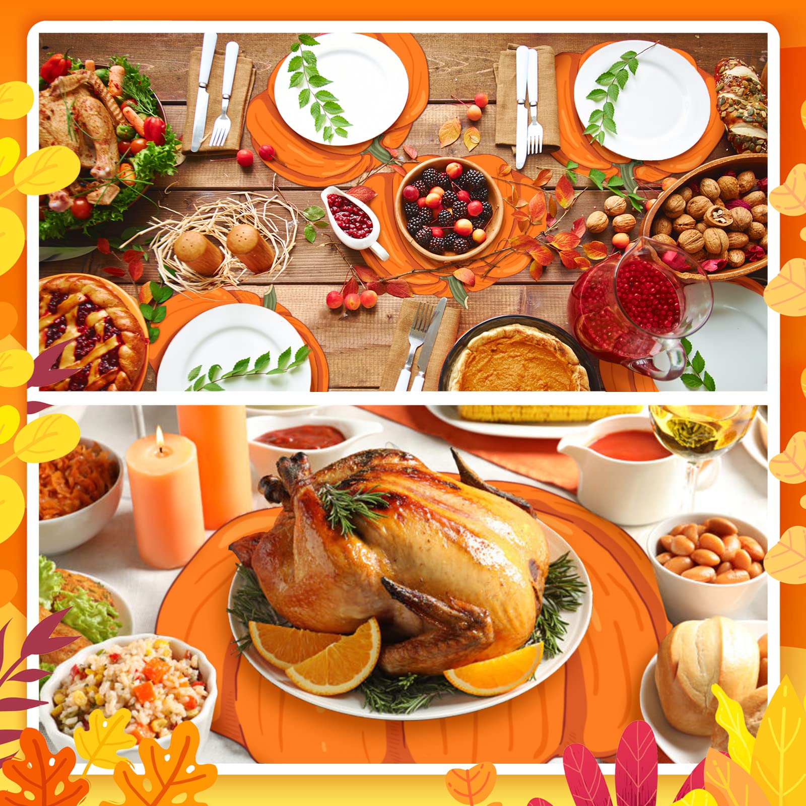 Thanksgiving Disposable Placemat Table Placemats Pumpkin Disposable Placemats 13 Inch Paper Placemats For Bridal Baby Shower Bir