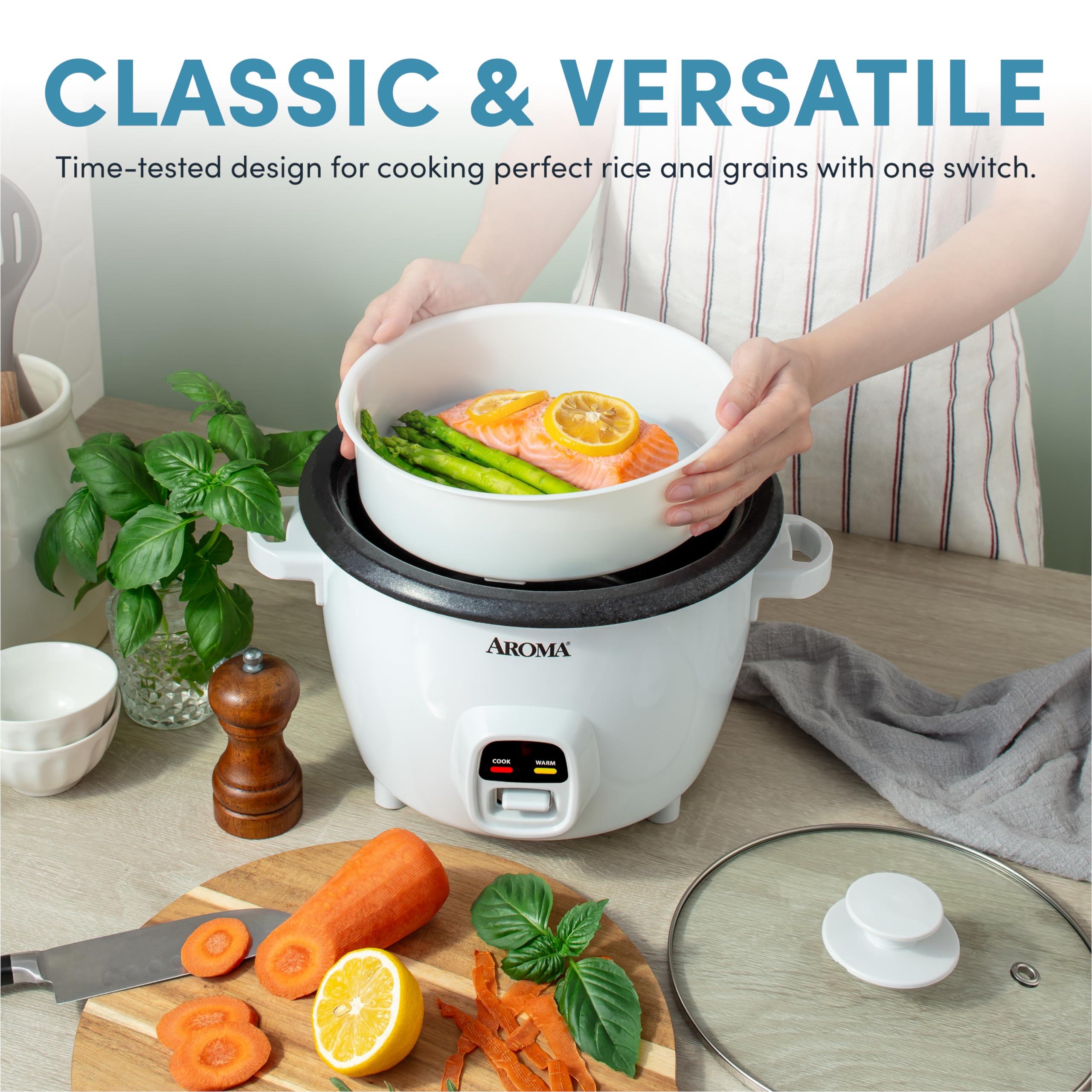 Aroma 20-Cup (Cooked) One-Touch Rice Cooker And Food Steamer With Auto-Warm | 10 Cups Uncooked, 20 Cups Cooked (Arc-390Ngp)