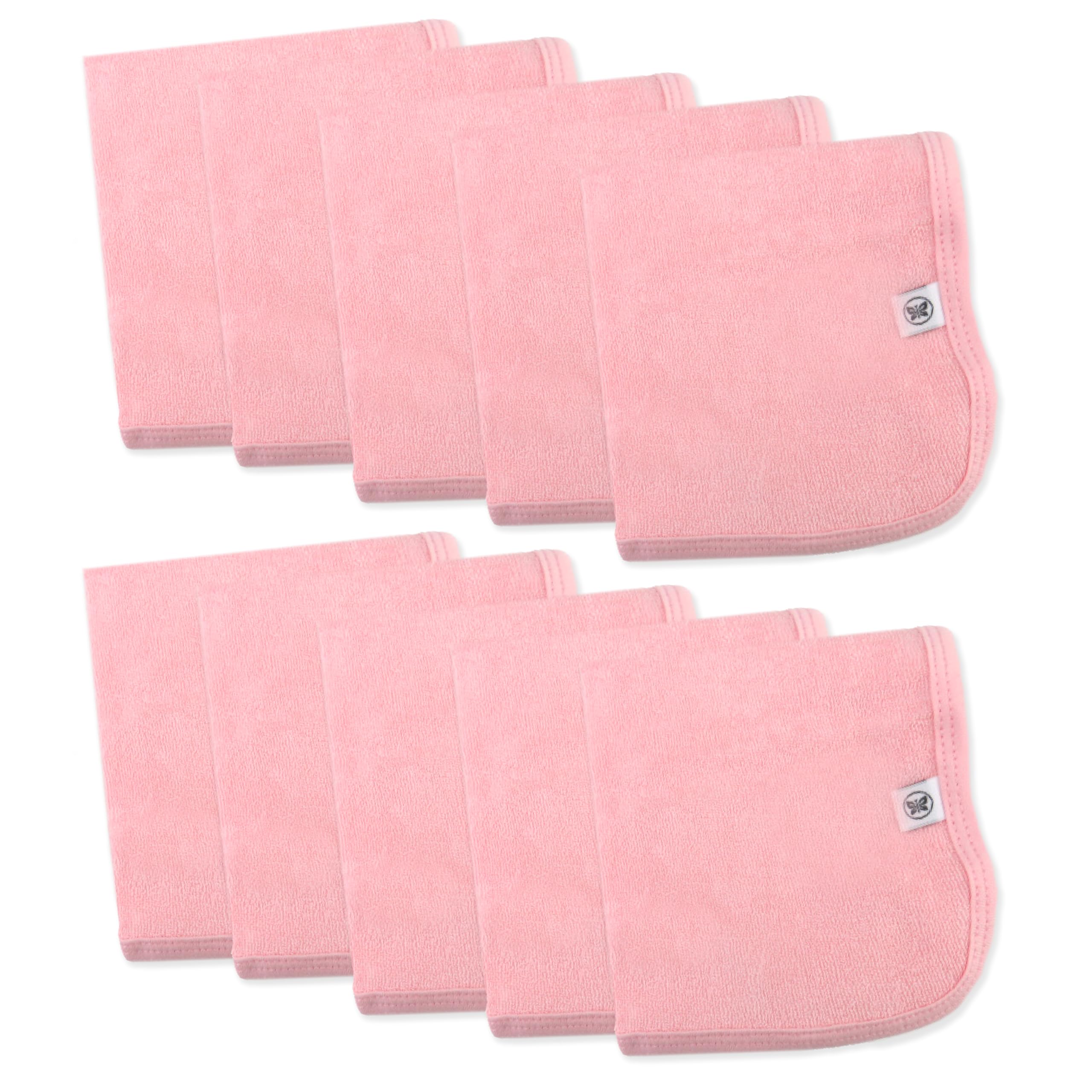 Honestbaby 10-Pack Organic Cotton Baby-Terry Wash Cloths, 10-Pack Pink, One Size