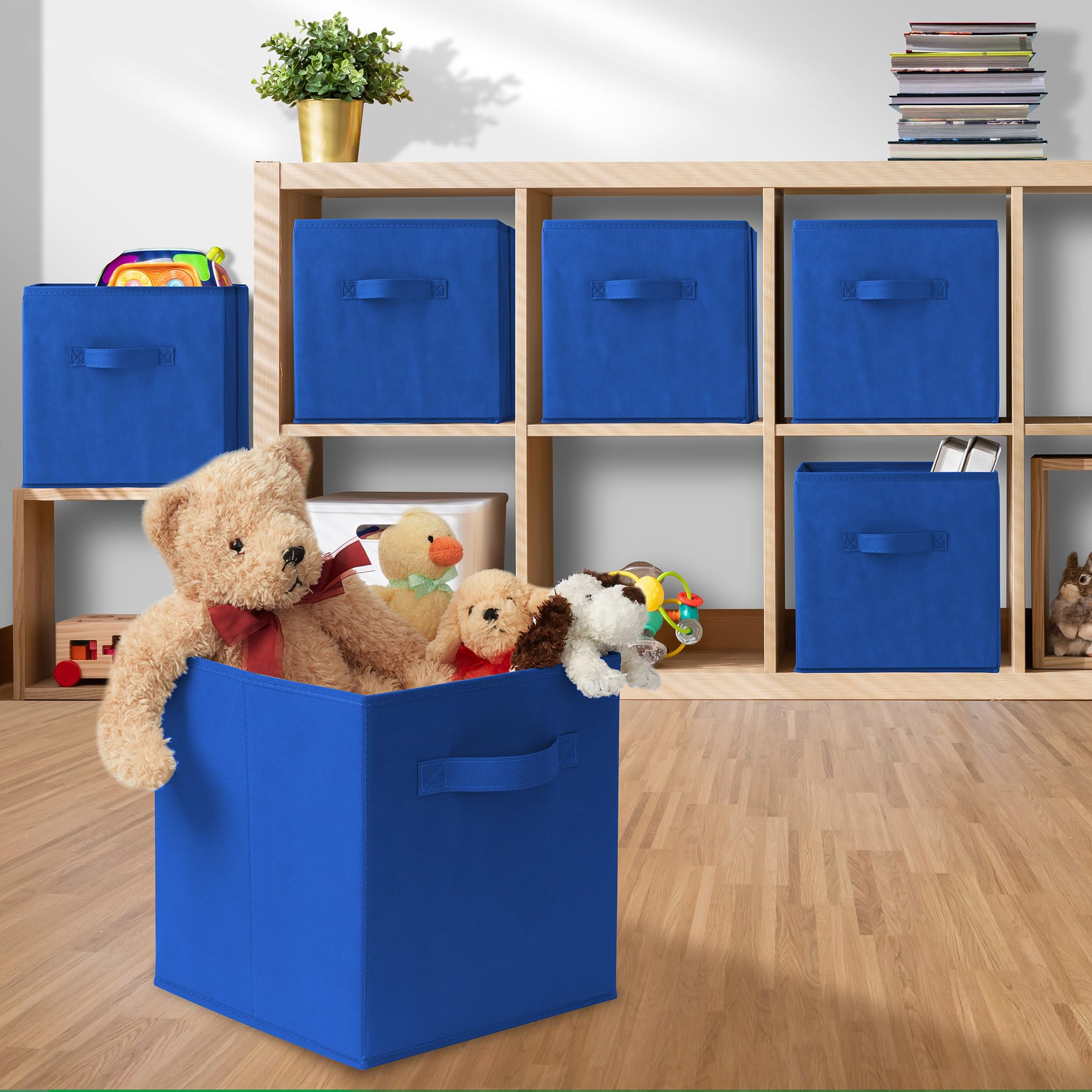 Casafield Set of 6 Collapsible Fabric Cube Storage Bins  Royal Blue - 11'' Foldable Cloth Baskets for Shelves  Cubby Organizers & More