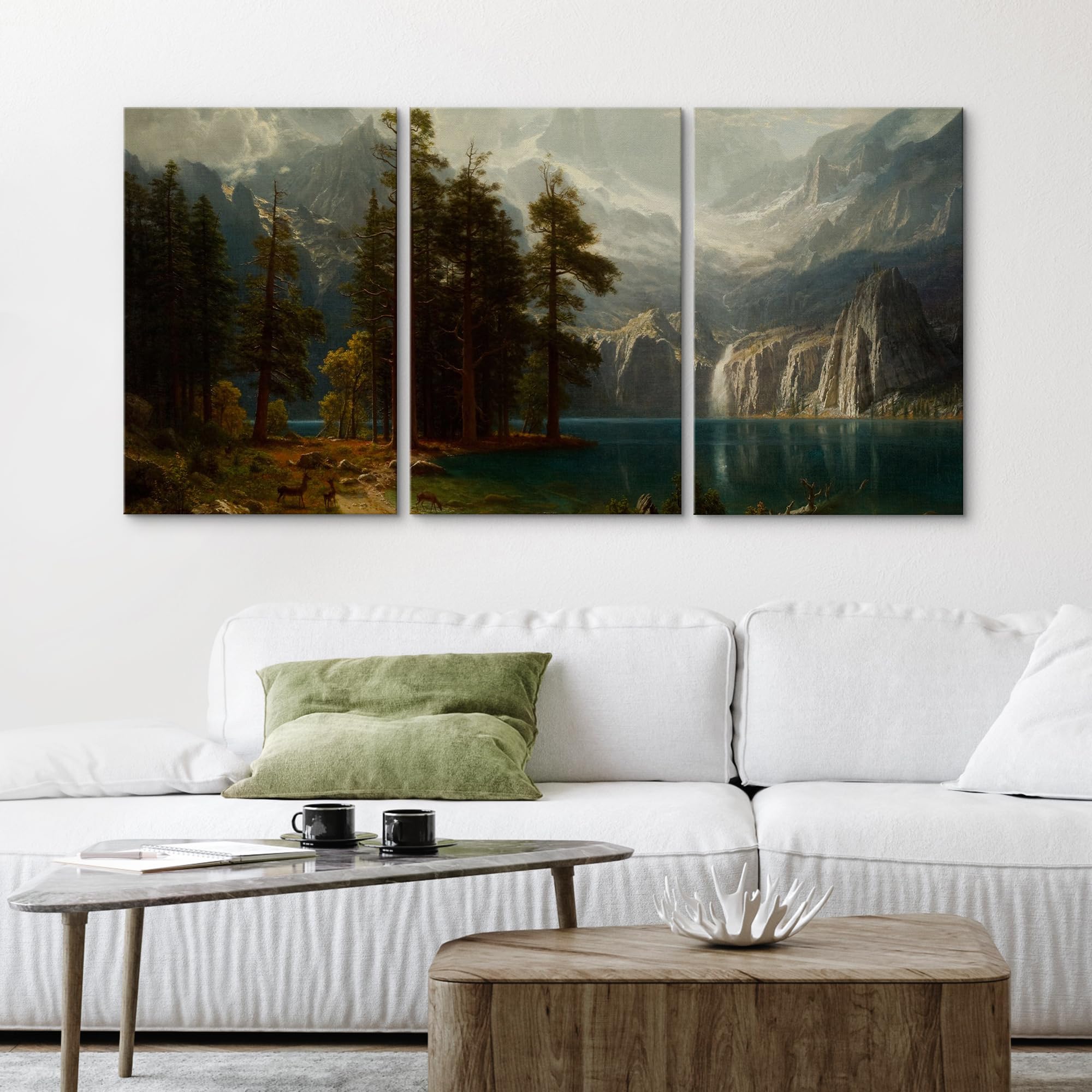Wall26 - 3 Piece Canvas Wall Art - Sierra Nevada In California By Albert Bierstadt Giclee - Modern Home Art Stretched And Framed