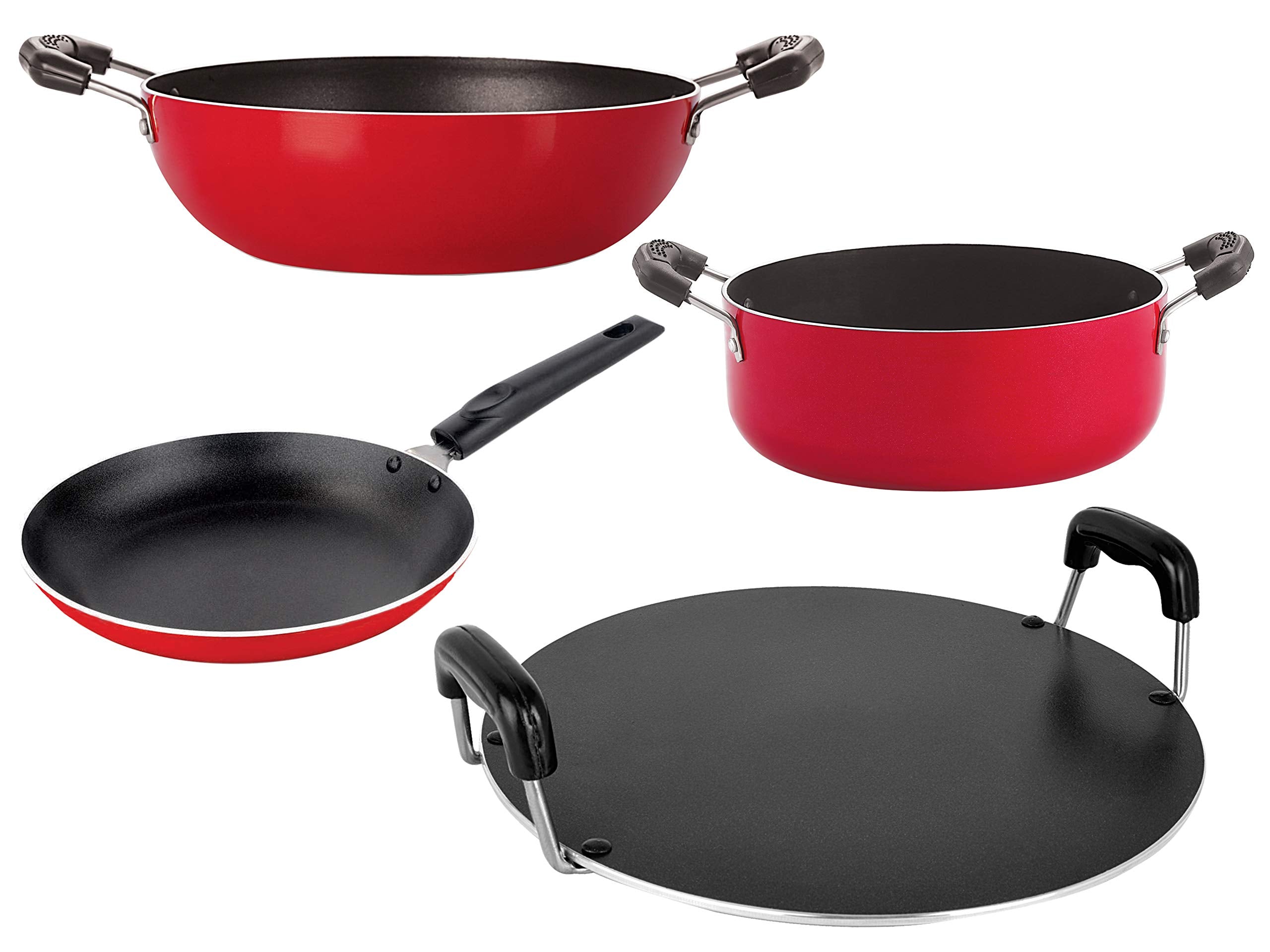Nirlon NonStick 4 Piece Spiral Bottom Aluminium Kitchen Cooking Utensils Combo Gift Set Offer
