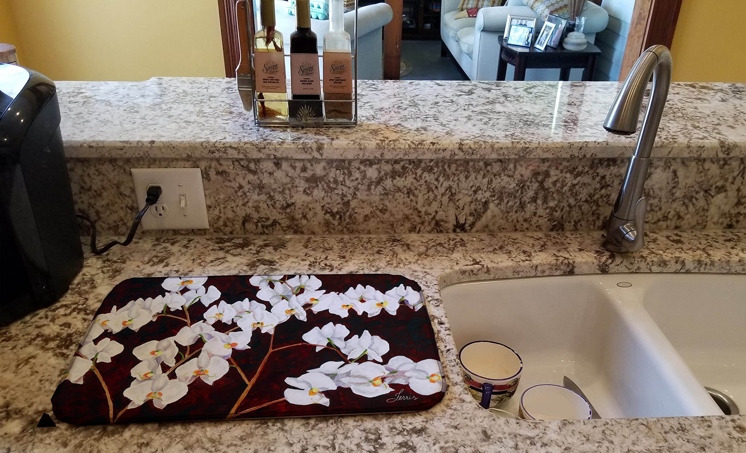 Orchids by Ferris Hotard Dish Drying Mat