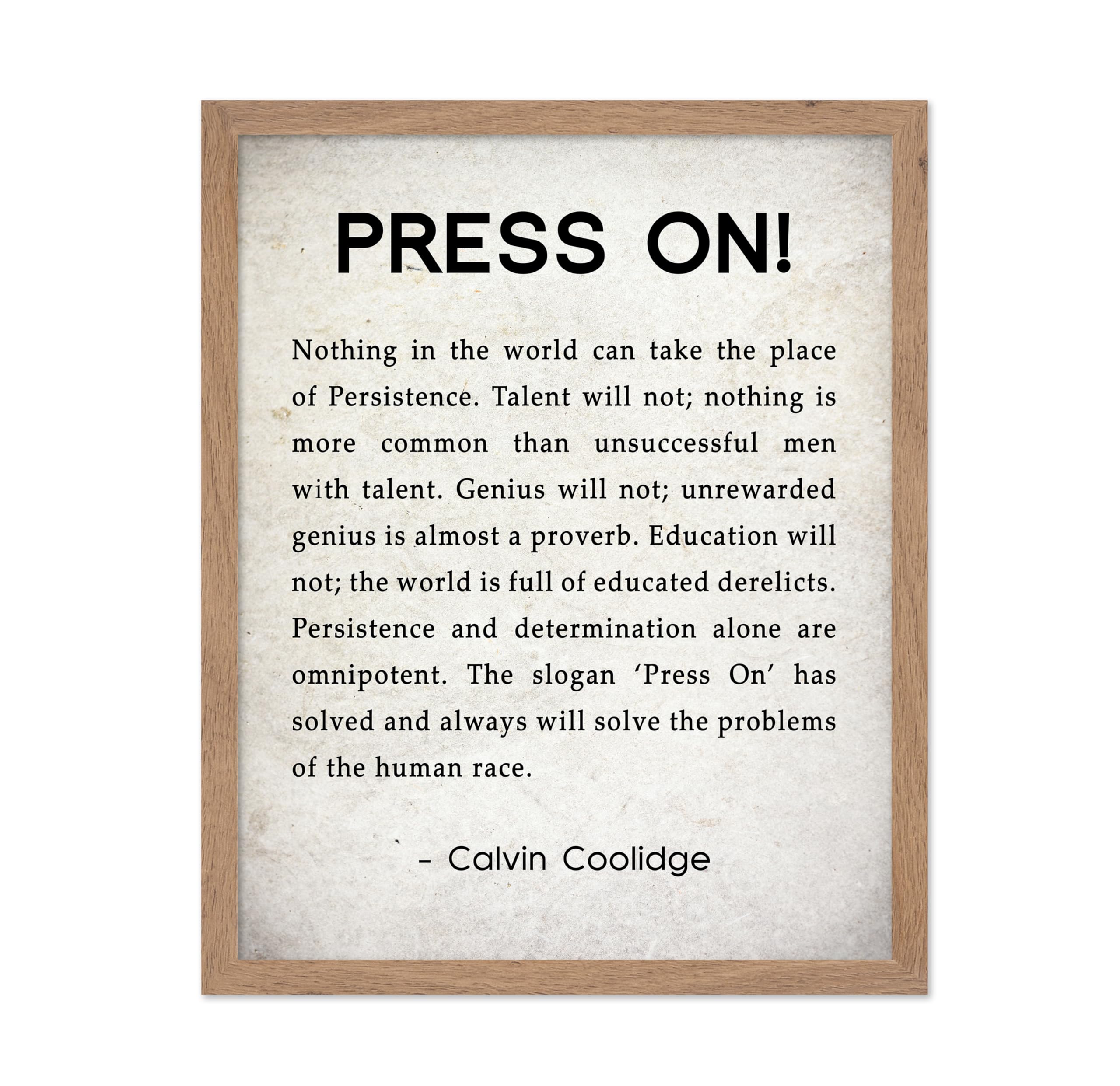Poster Master Calvin Coolidge Poster - Press On Print - Motivational Quote Art - Inspiring Graduation Gift for Men, Women, Stude