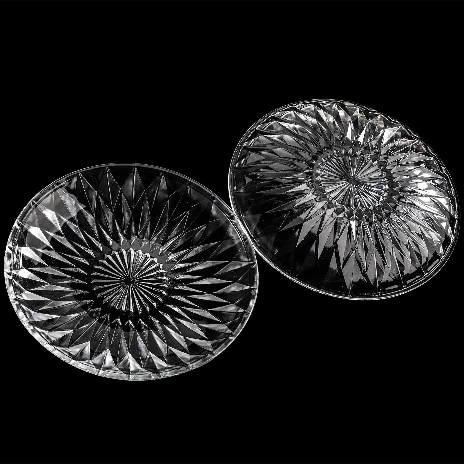 Hiceeden Set Of 12 Crystal Glass Salad Plate, 8 Inch Round Clear Dessert Plates Restaurant Serving Party Plates For Fruits, Snac