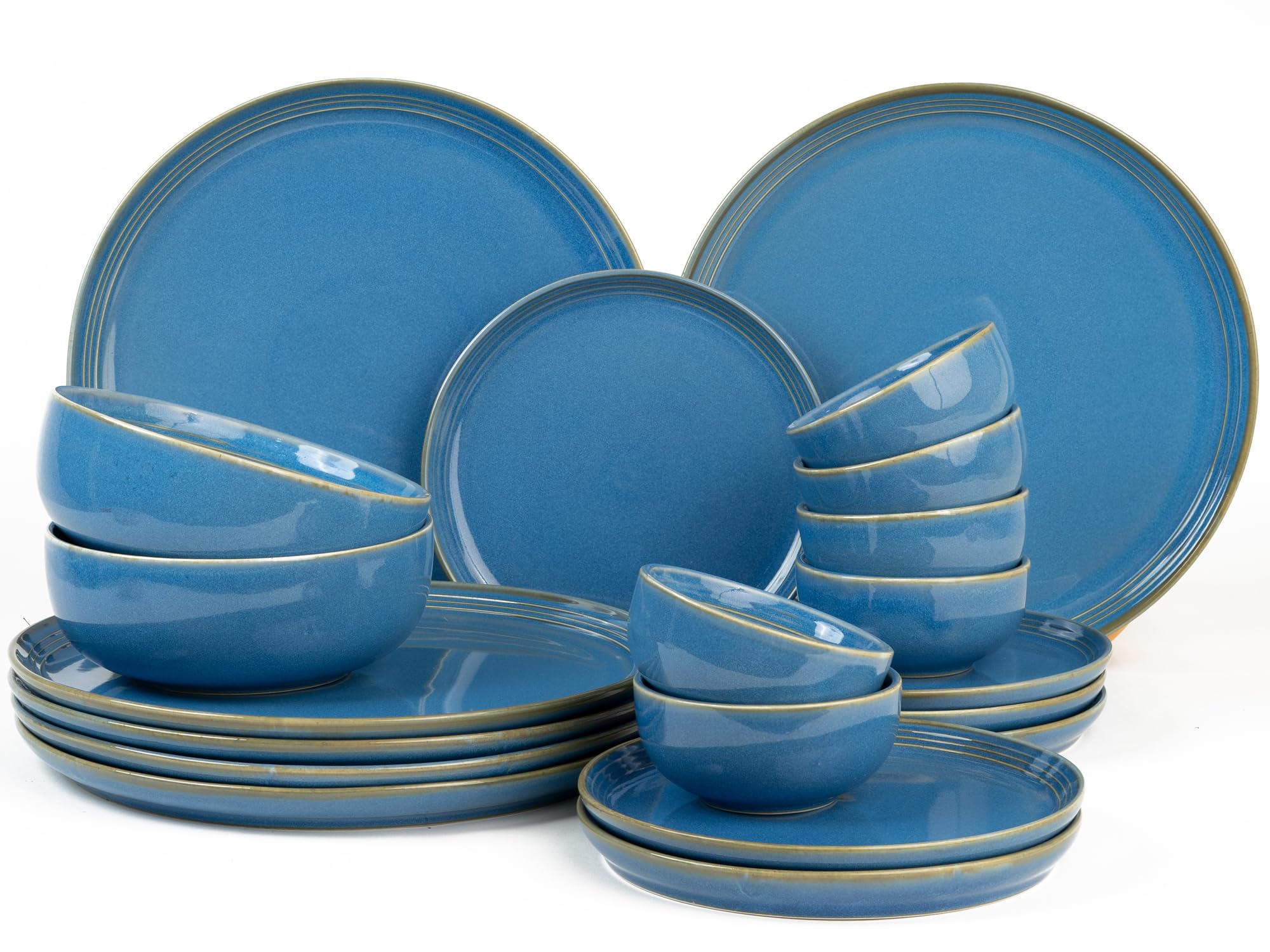 Bodhi House Handcrafted Chip Resistance Porcelain Dinner Set, 20 Pieces Dish Set Serving For 6, Microwave And Dishwasher Safe, B