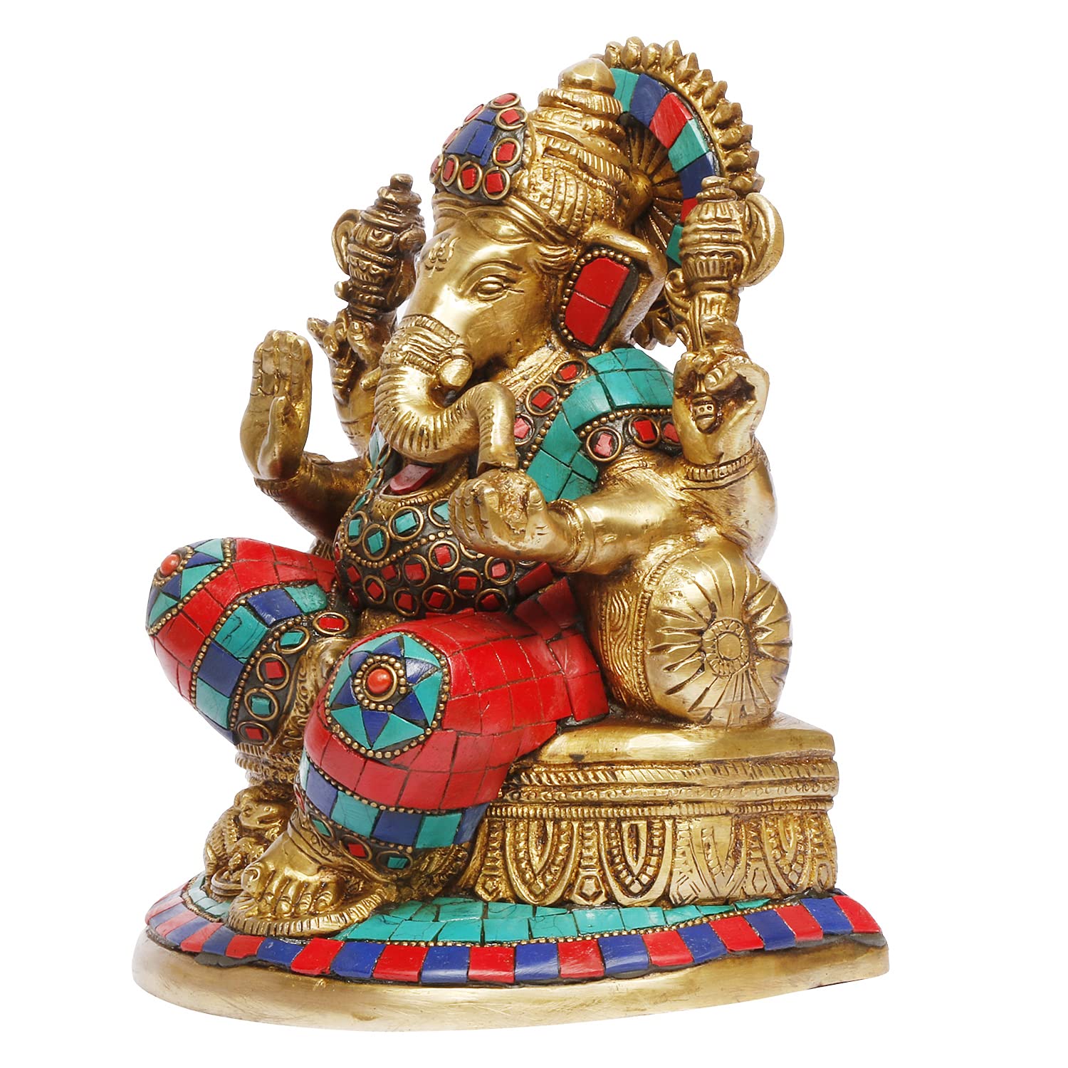 Artvarko Ganesha Statue Ganesh Idol Brass With Inlay Work For Home Dcor Living Room Office Murti Showpiece Religious Temple 7.5
