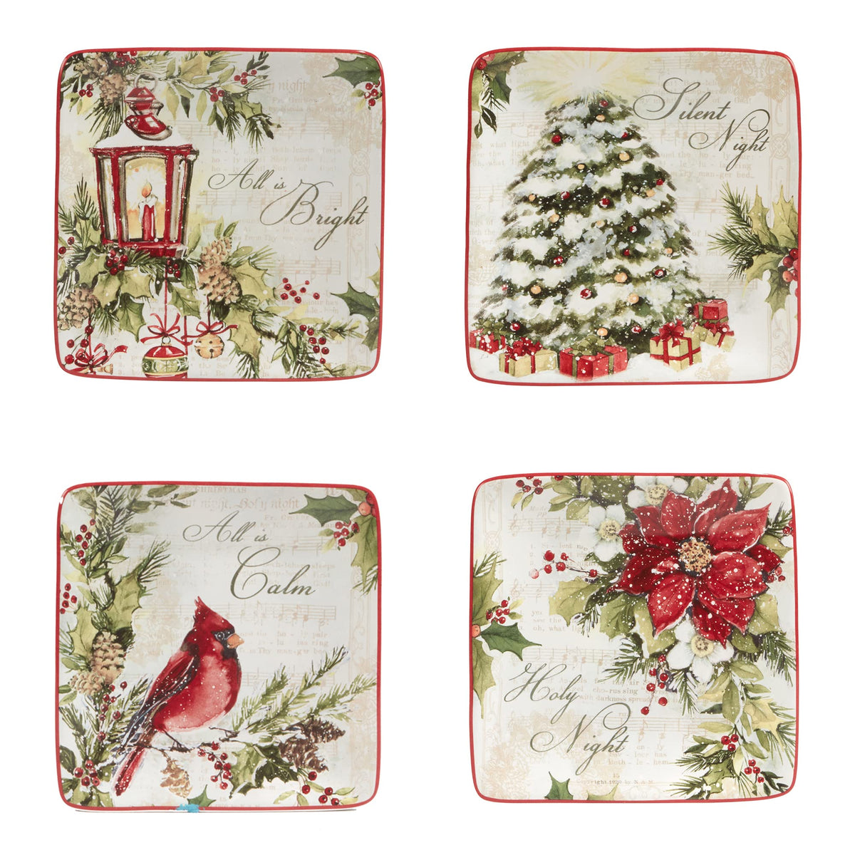 Certified International Silent Night 6'' Canape/Luncheon Plates, Set Of 4, Multicolor, Small